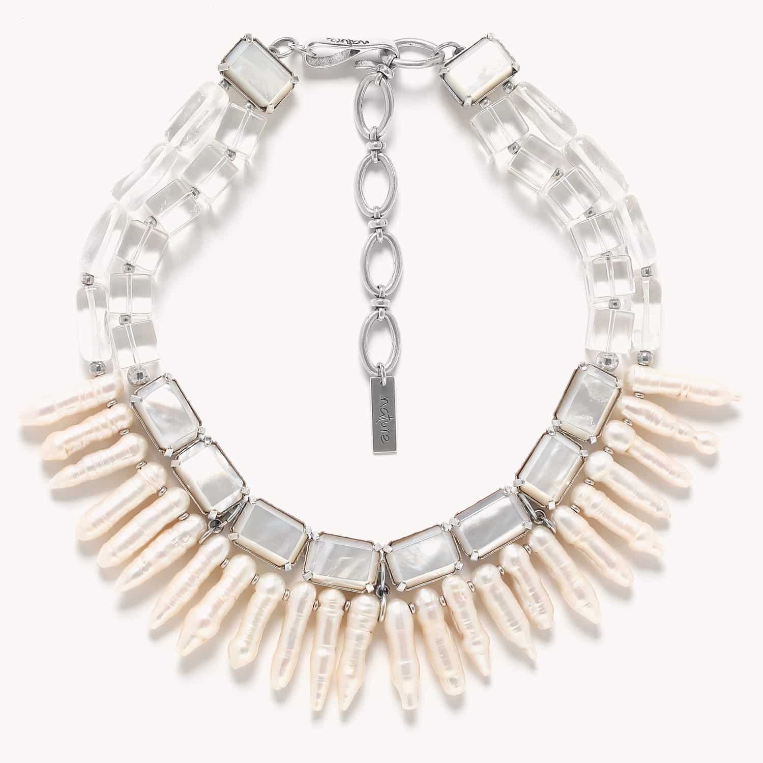 Collier plastron Nature Bijoux Helsinki laiton cristal perles 15--43200