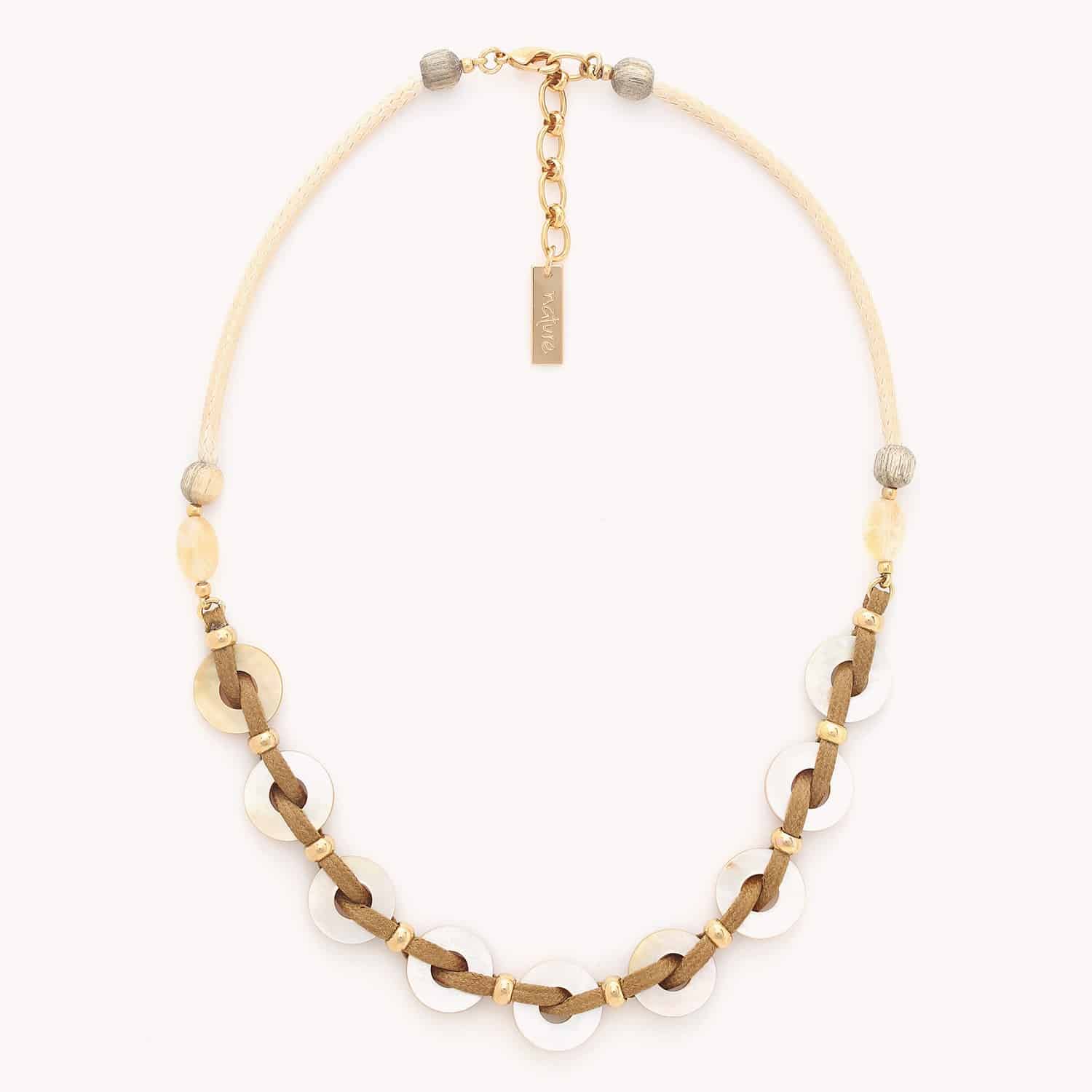 Collier Wabi court anneaux nacre 15--43264 Nature Bijoux