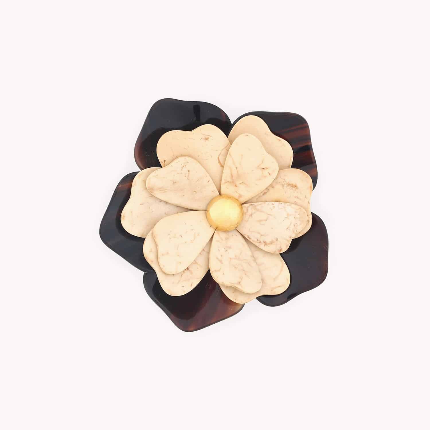 Broche Flora pétales naturelles graines os corne 10--23905 Nature Bijoux