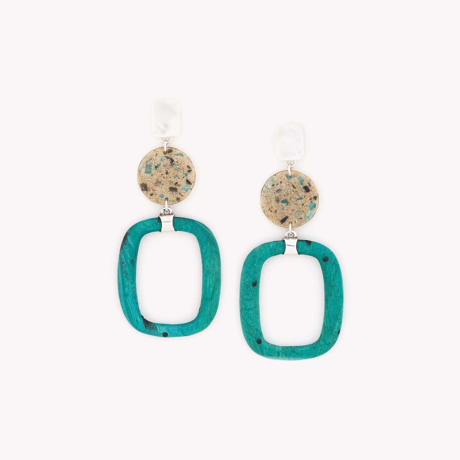 boucles d'oreilles Calvi bois résine colorée 12--79602 Nature Bijoux