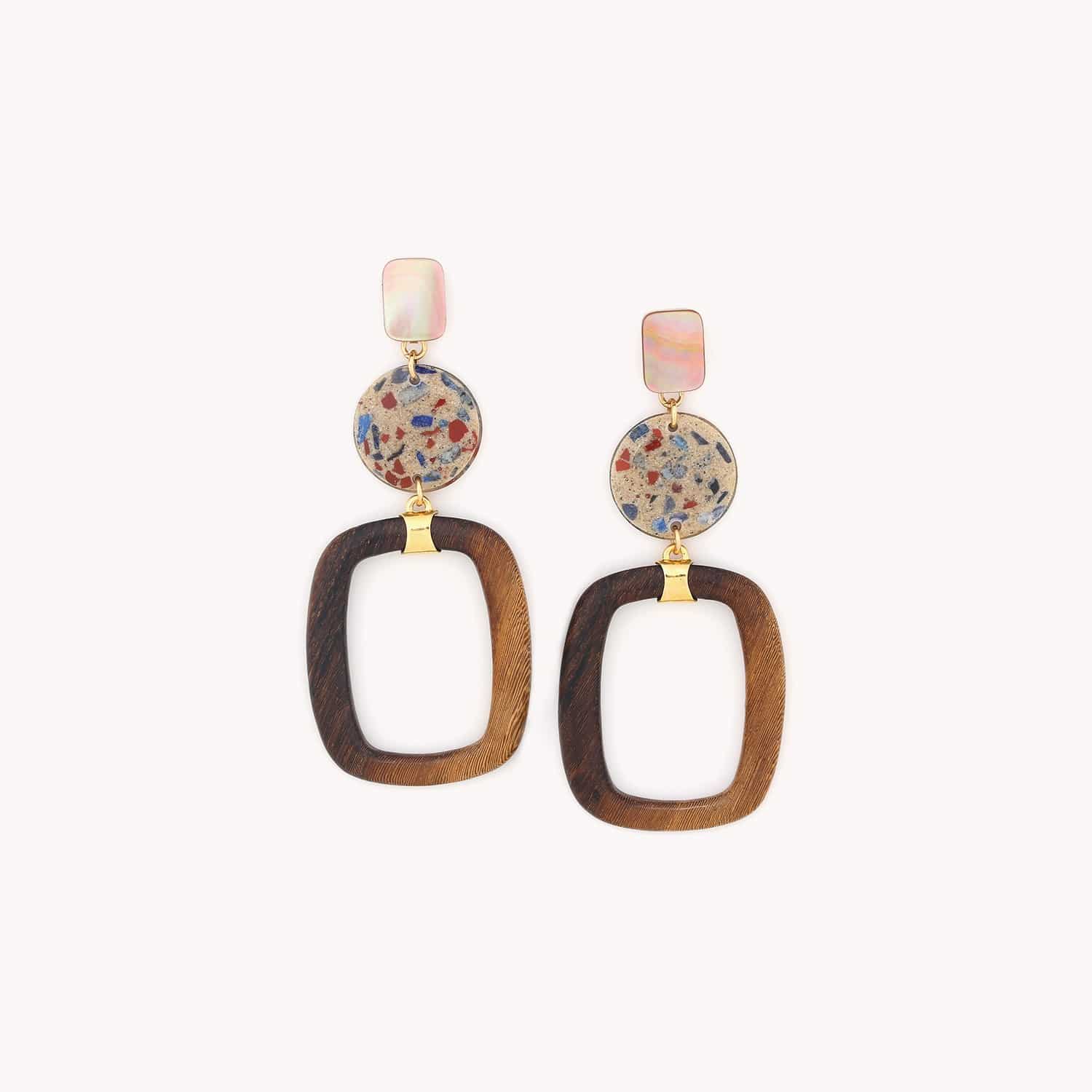 Boucles d'oreille Calvi bois Robles résine Nature Bijoux 12--79606