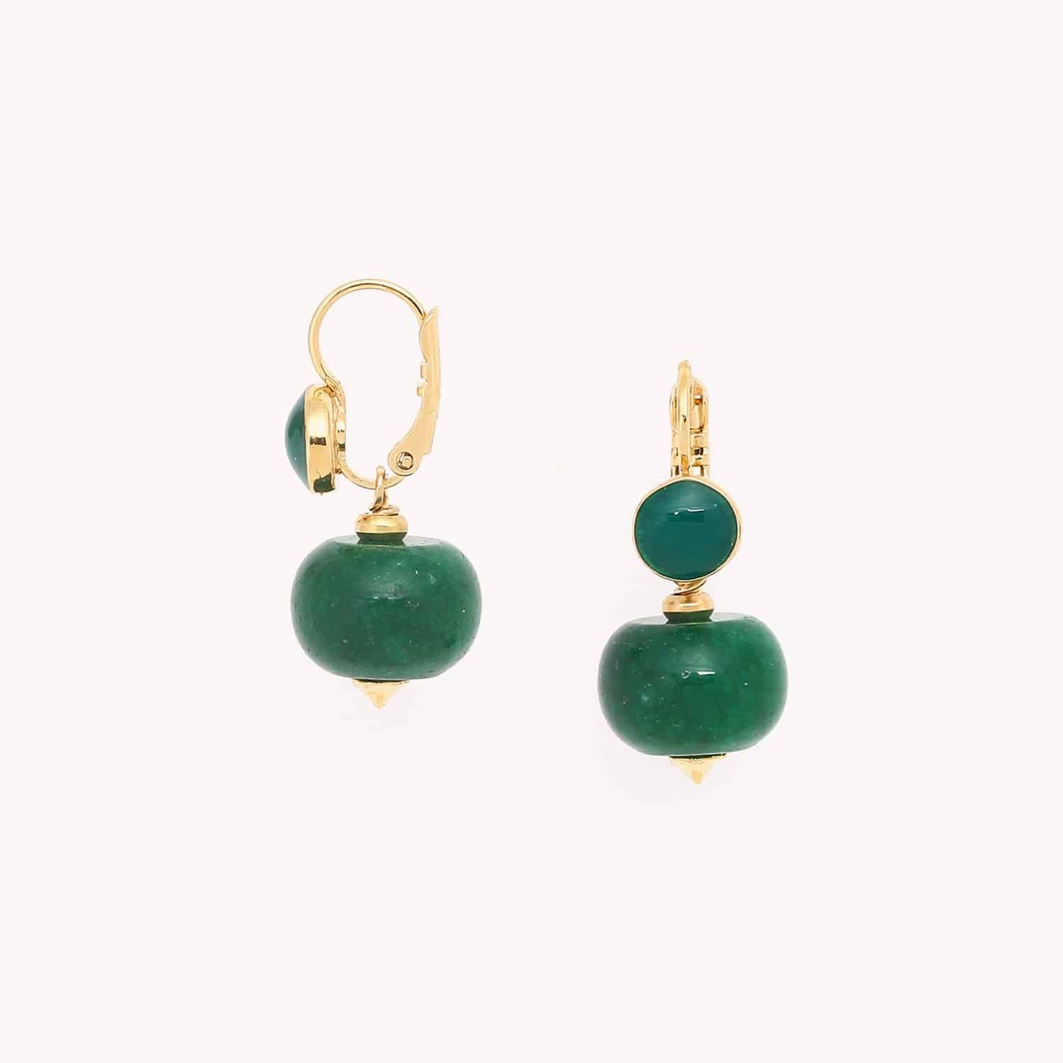 Détail dormeuse jade vert 12--79753 Nature Bijoux