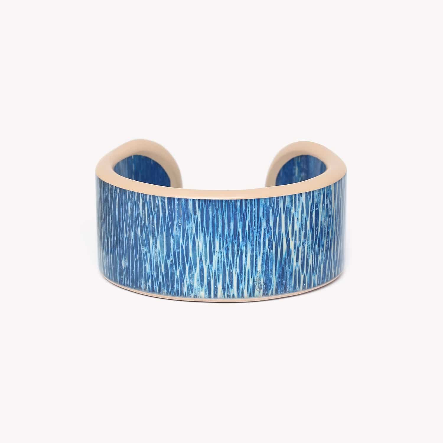 Bracelet Kapaya nature bijoux rigide en fibre de papayer bleu 13--43801