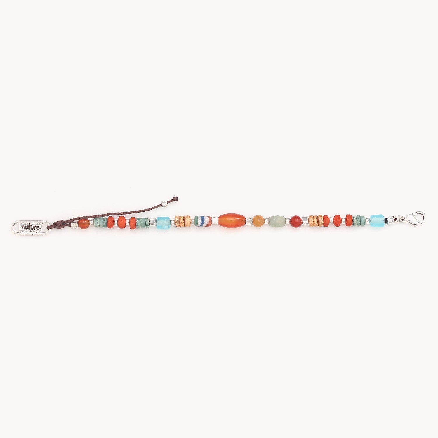 Détail bracelet ajustable pierre amazonite cornaline 13--43931 Nature Bijoux