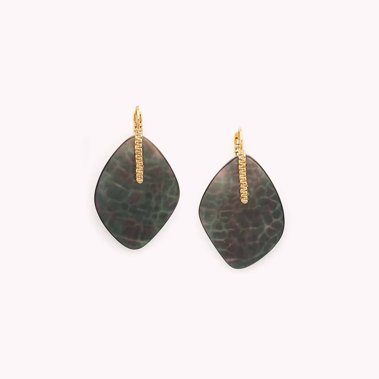 Boucles d'oreilles Broceliande nacre noire 12--79912 Nature Bijoux