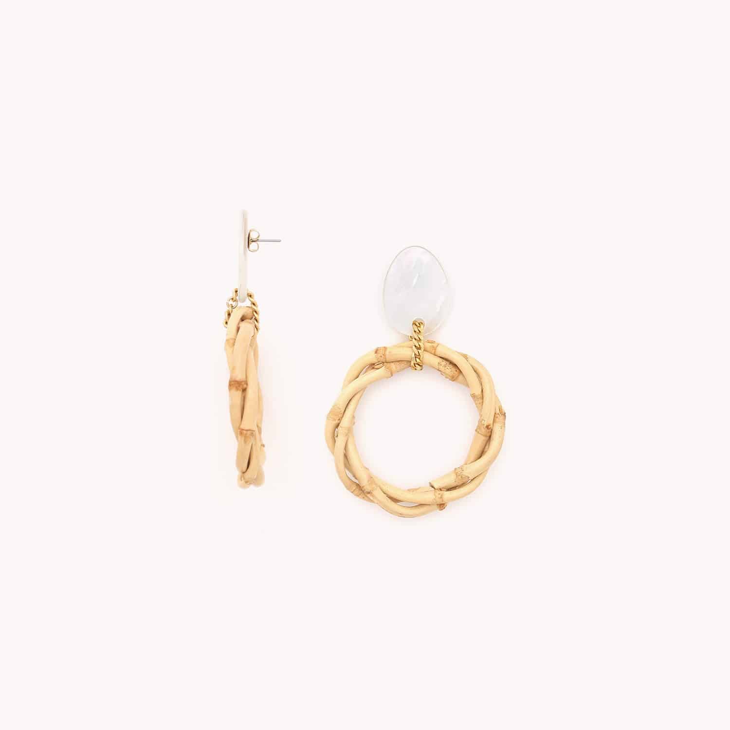 Boucles d'oreilles détail nacre blanche 12--79943 Nature Bijoux