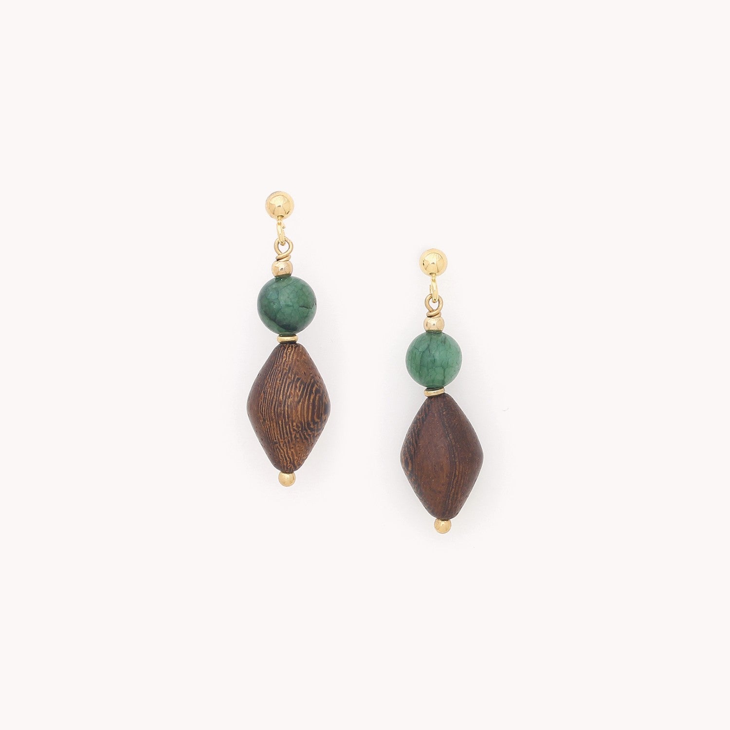 Boucles d'oreilles Aventurine verte laiton 12--90061 Nature Bijoux