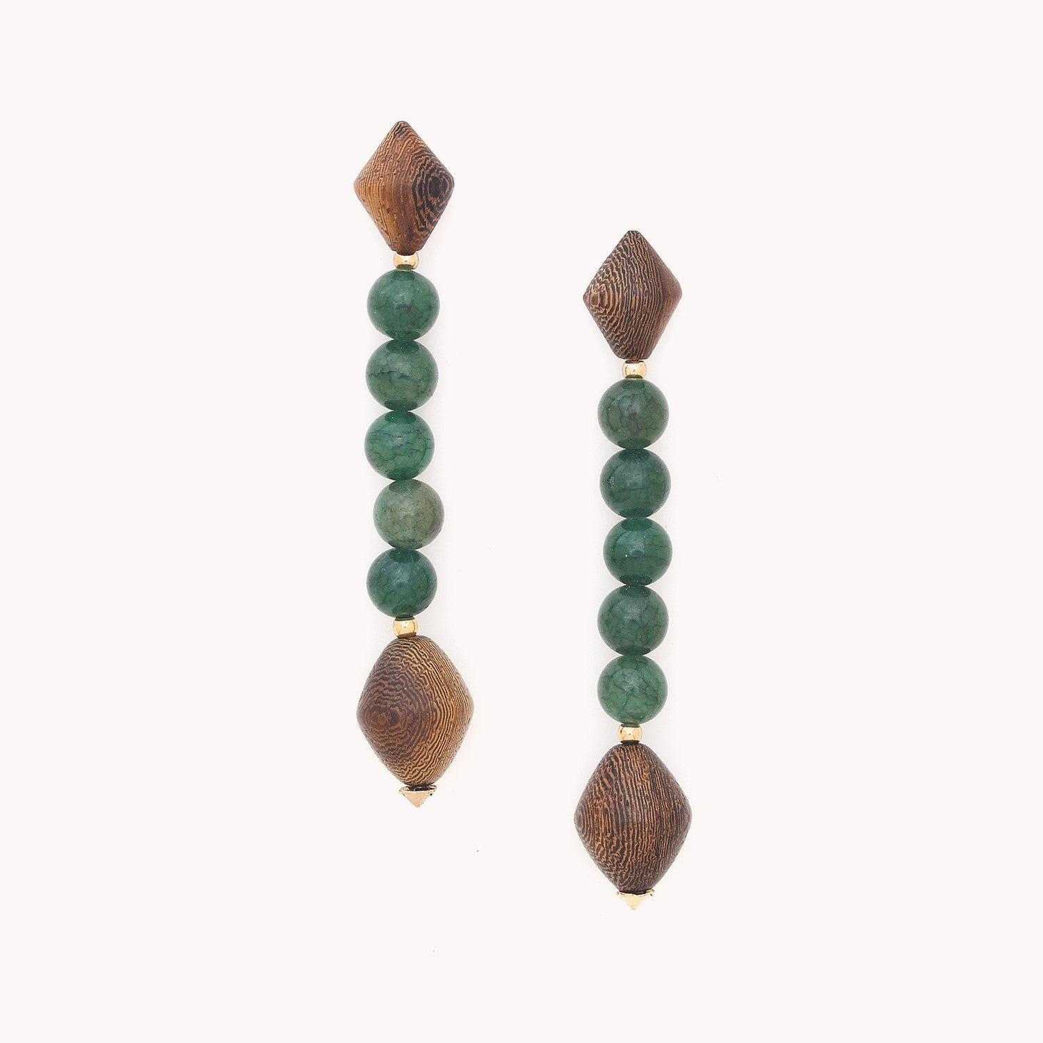 Boucles d'oreilles Nature Bijoux Aventurine verte bois laiton 12--90064