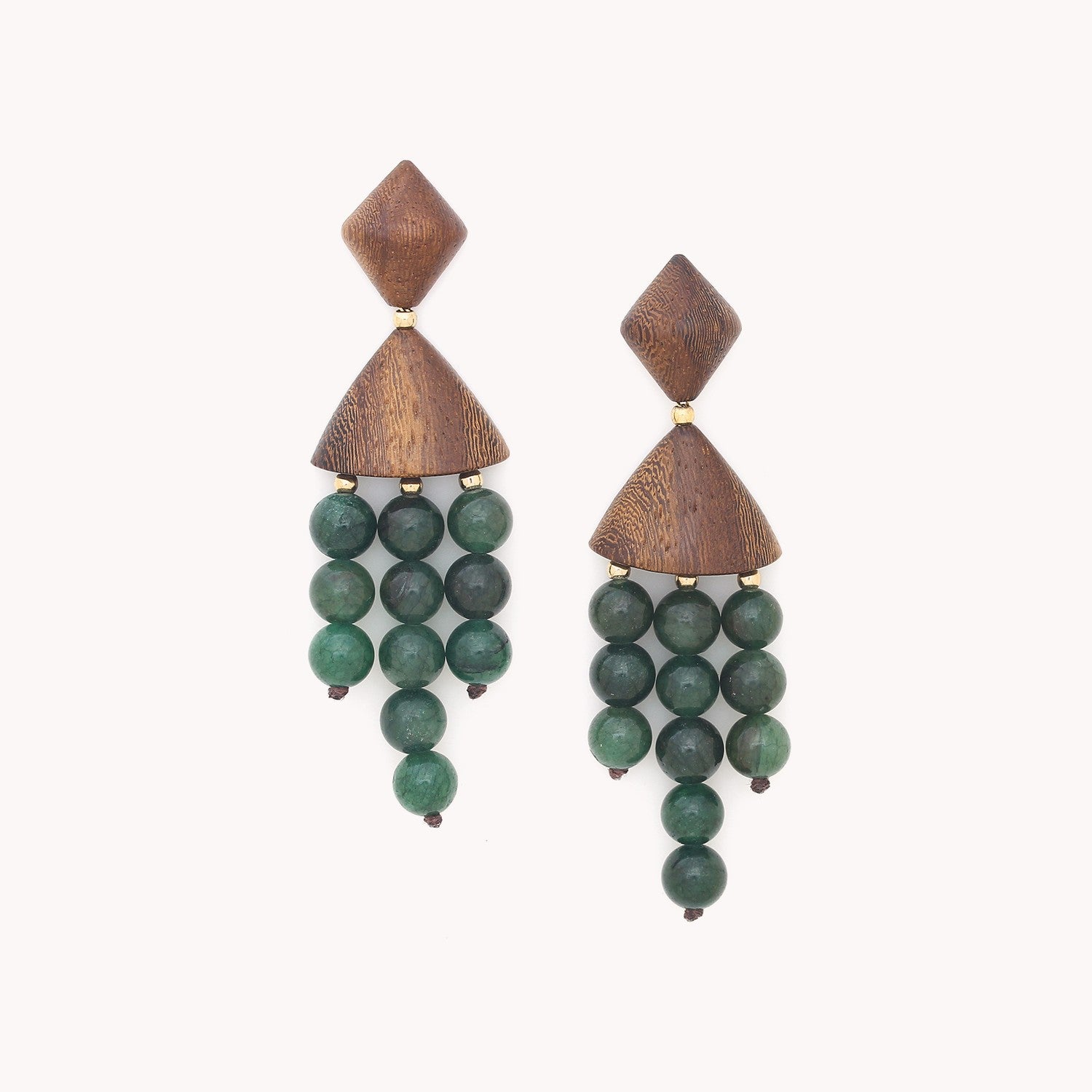 Boucles d'oreilles Nature Bijoux Aventurine Bois Laiton 12--90066