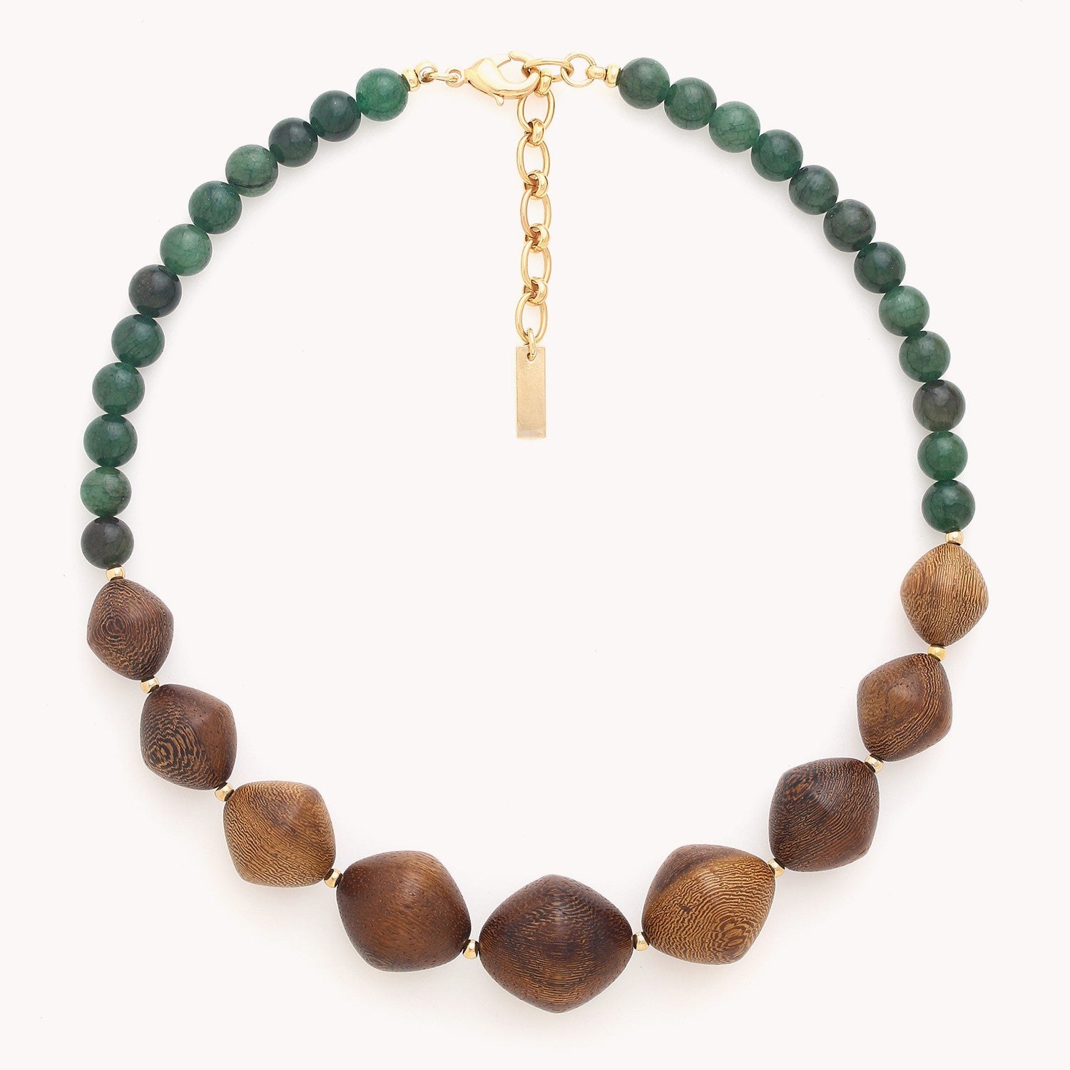 Collier court collection Aventurine en aventurine verte et bois Roblès Nature Bijoux 15--43442