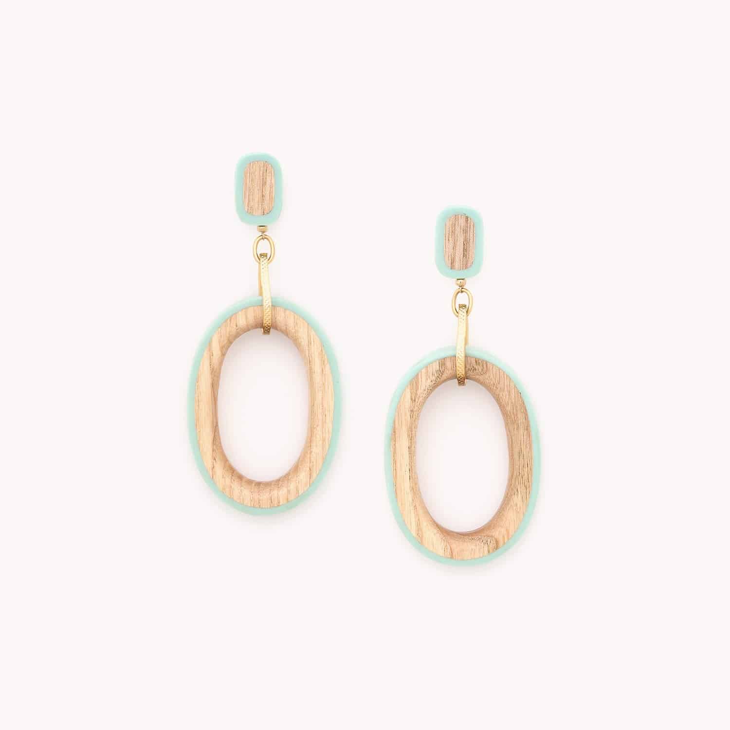Boucles d'oreilles Mississippi bois de frêne résine colorée 12--79964 Nature Bijoux
