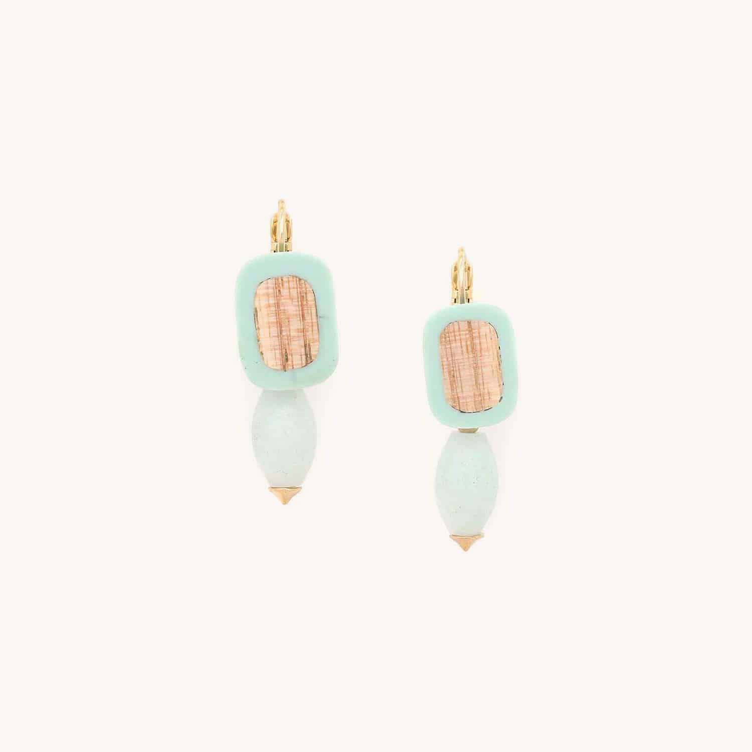 Boucles d'oreille Mississippi amazonite bois de frêne 12--79965 Nature Bijoux