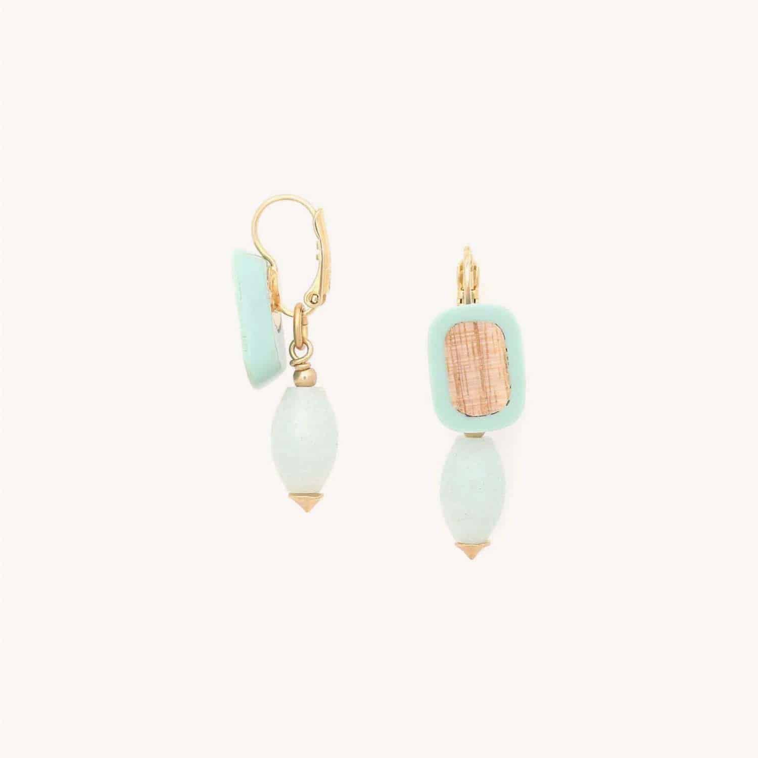 Détail porté dormeuses amazonite 12--79965 Nature Bijoux