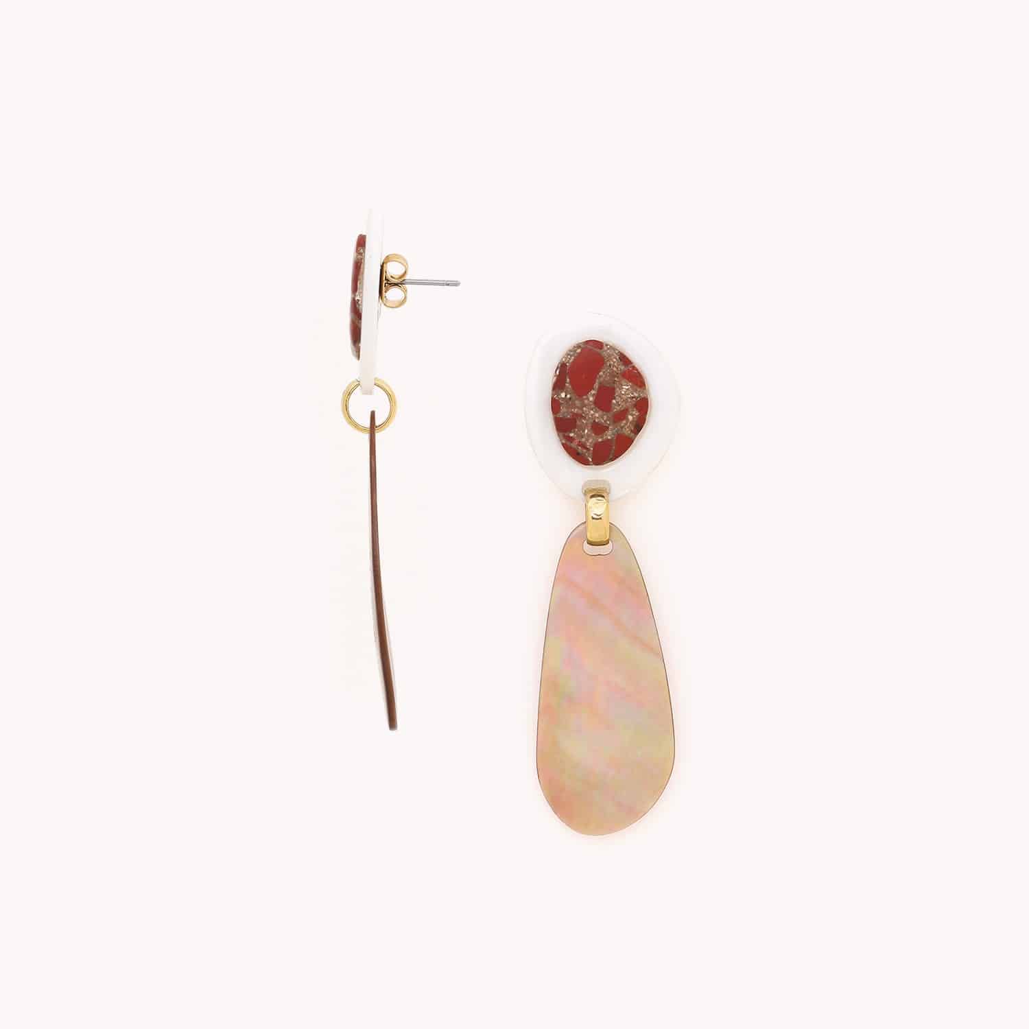 Détail nacre brune boucles d'oreille 12--90183 Nature Bijoux