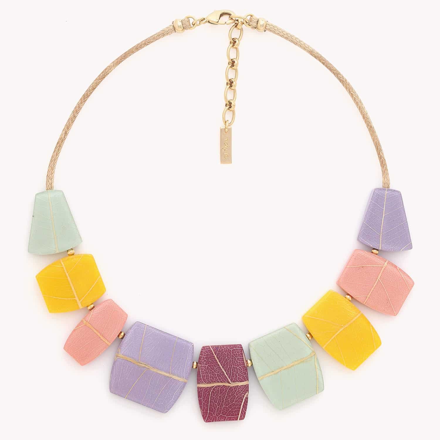 Collier plastron Rainbow Ficus en feuille et laiton 15--43472 Nature Bijoux