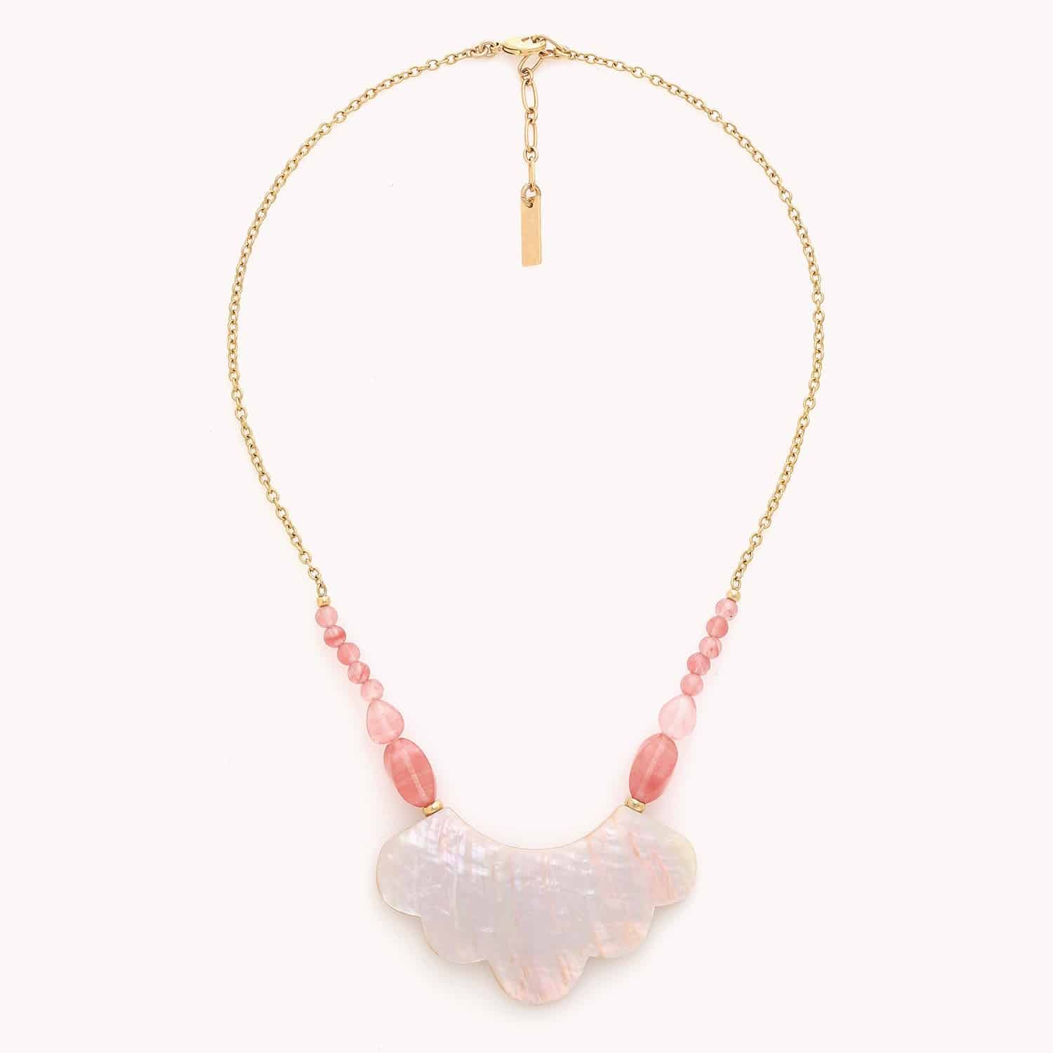 Détail nacre rose collier Pivoine 15--43492 Nature Bijoux