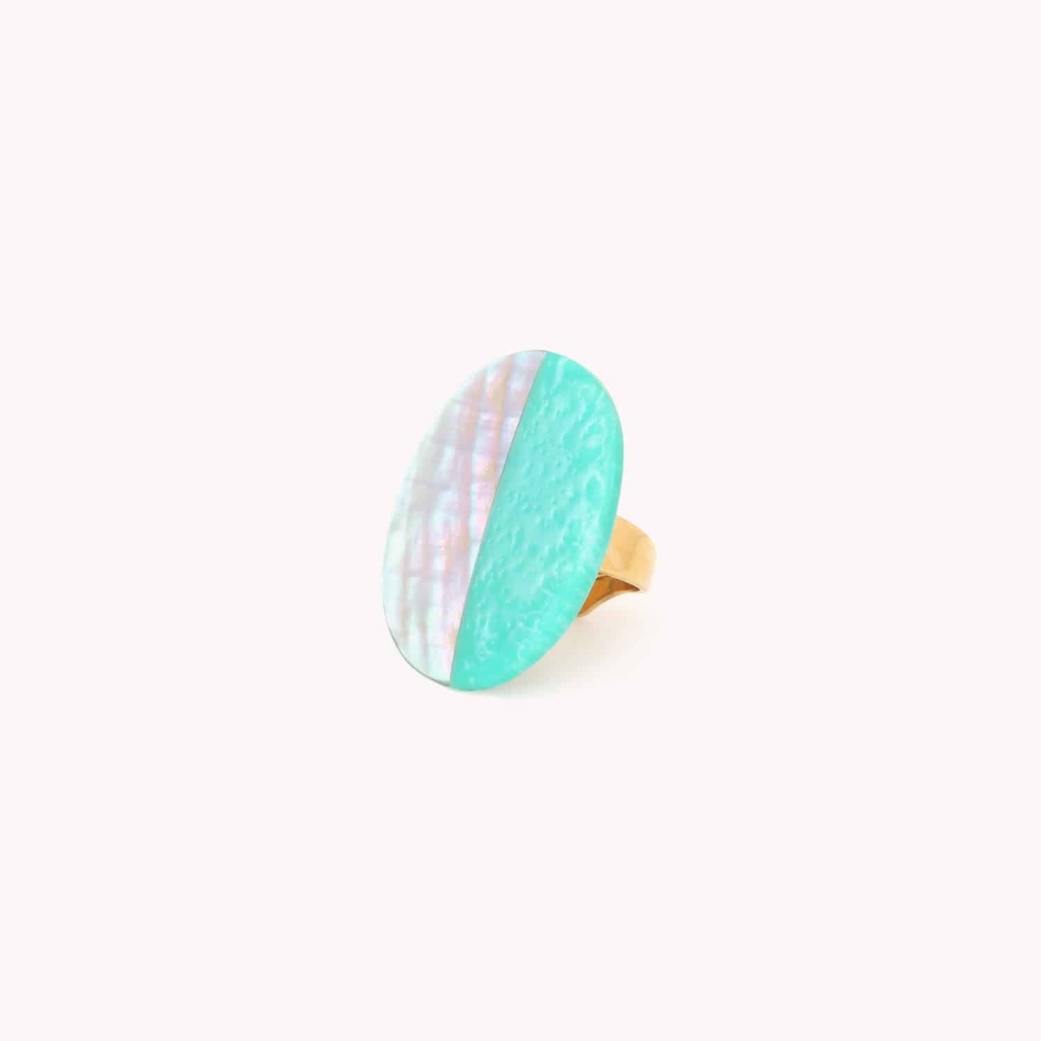 Bague Nature Bijoux Lagune Abalone Rose Laiton 19--25713