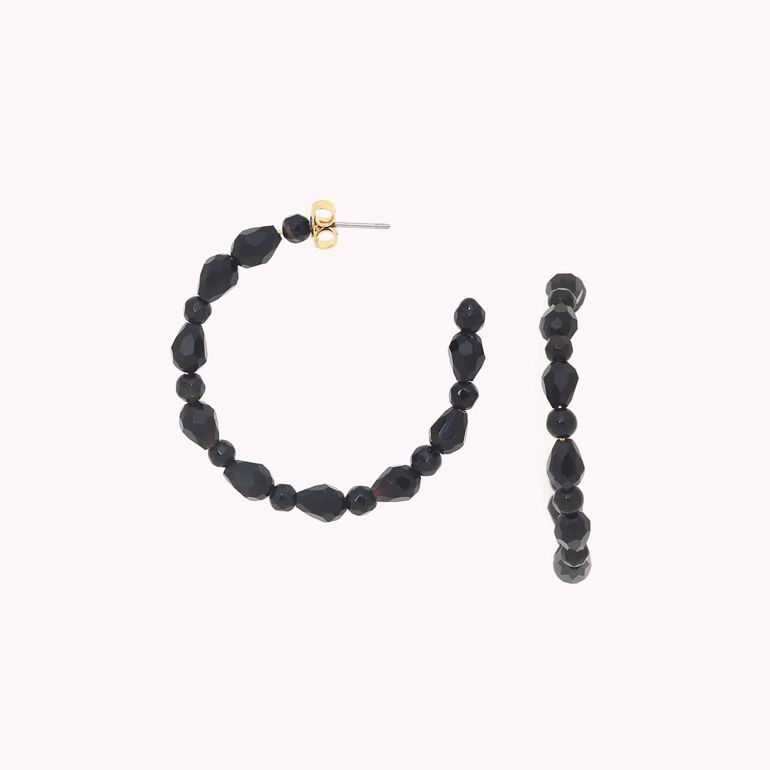 Boucles d'oreilles Archipel créoles onyx 12--90235 Nature Bijoux