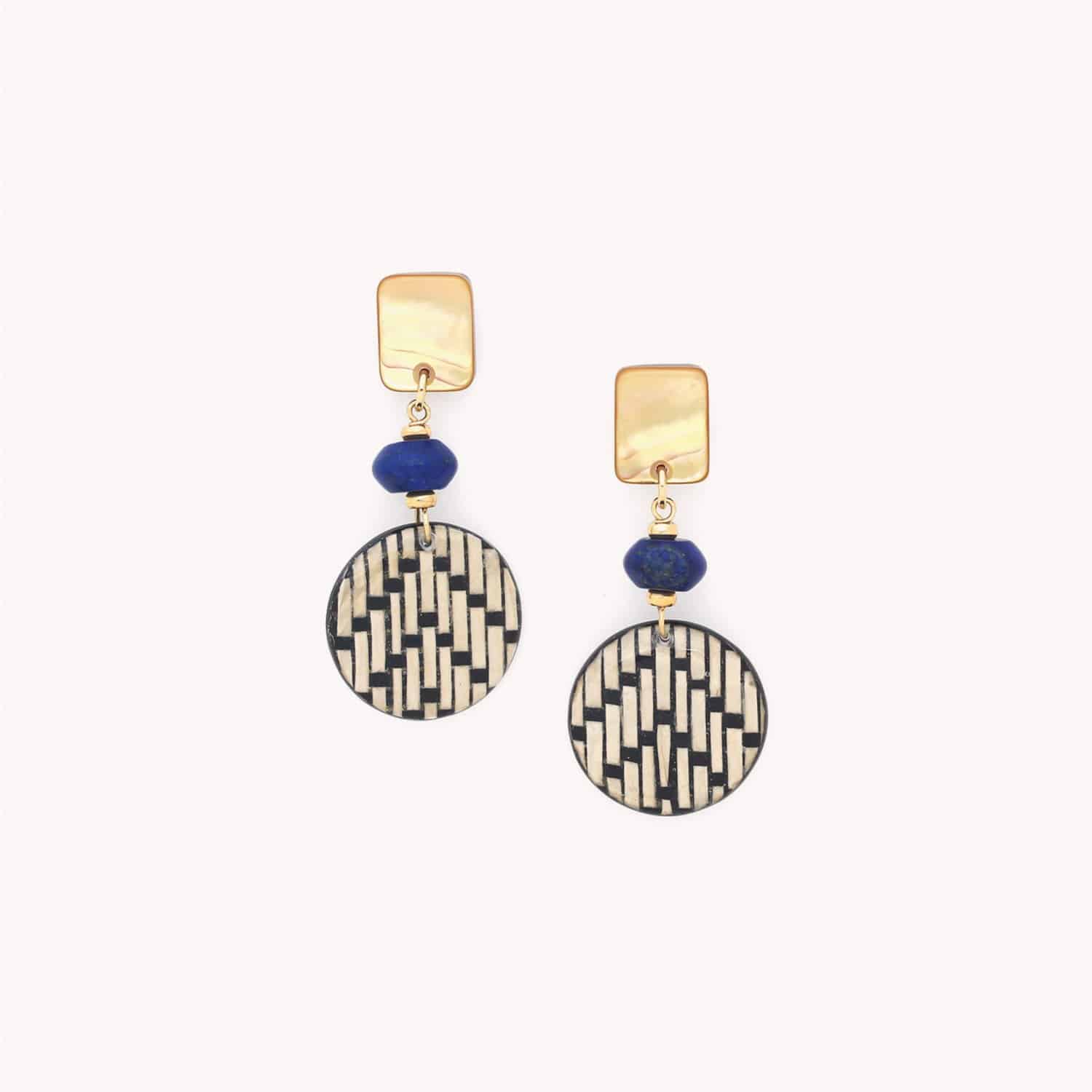 Boucles d'oreilles Madam Bogolan laiton 12CP90191 Nature Bijoux