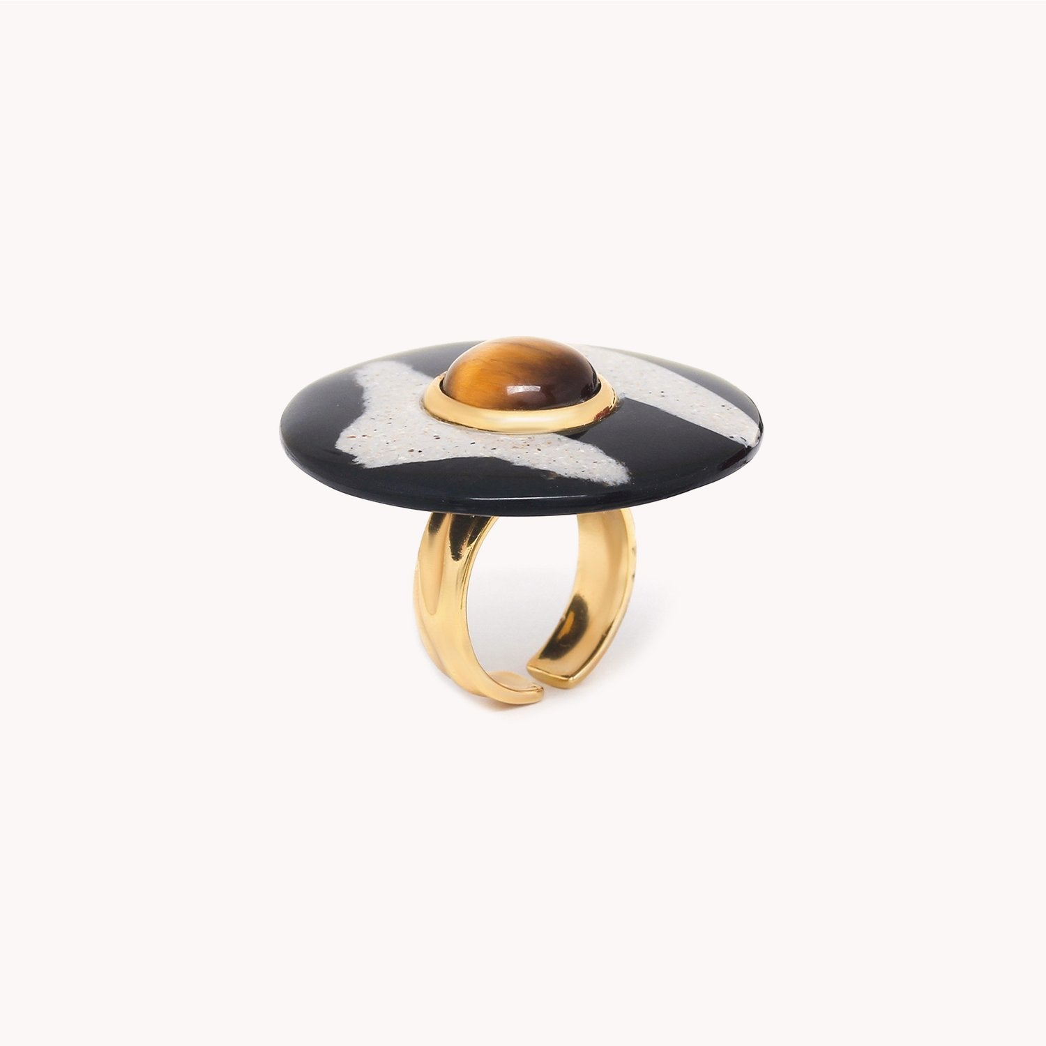 Détail corne noire bague ajustable 19CP25671 Nature Bijoux