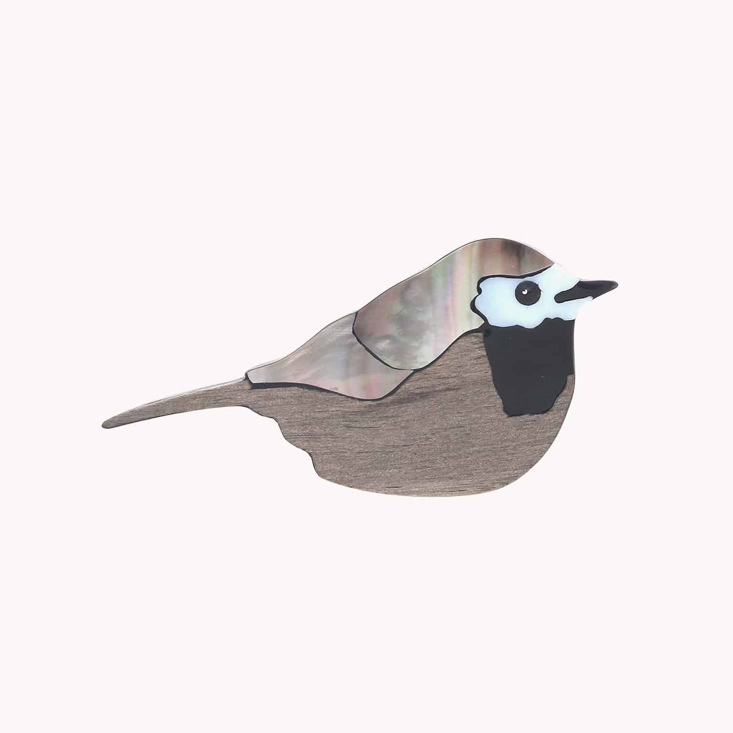 Broche Nature Bijoux Ornitho en bois et nacre 10--23922