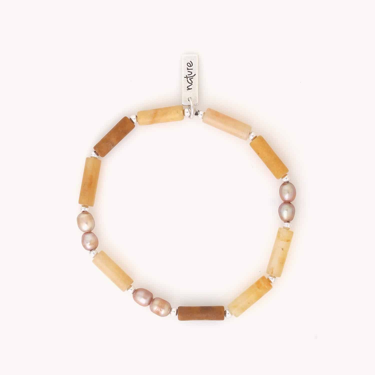 Bracelet Cheyenne porté détail jaspe jaune 13--44340 Nature Bijoux