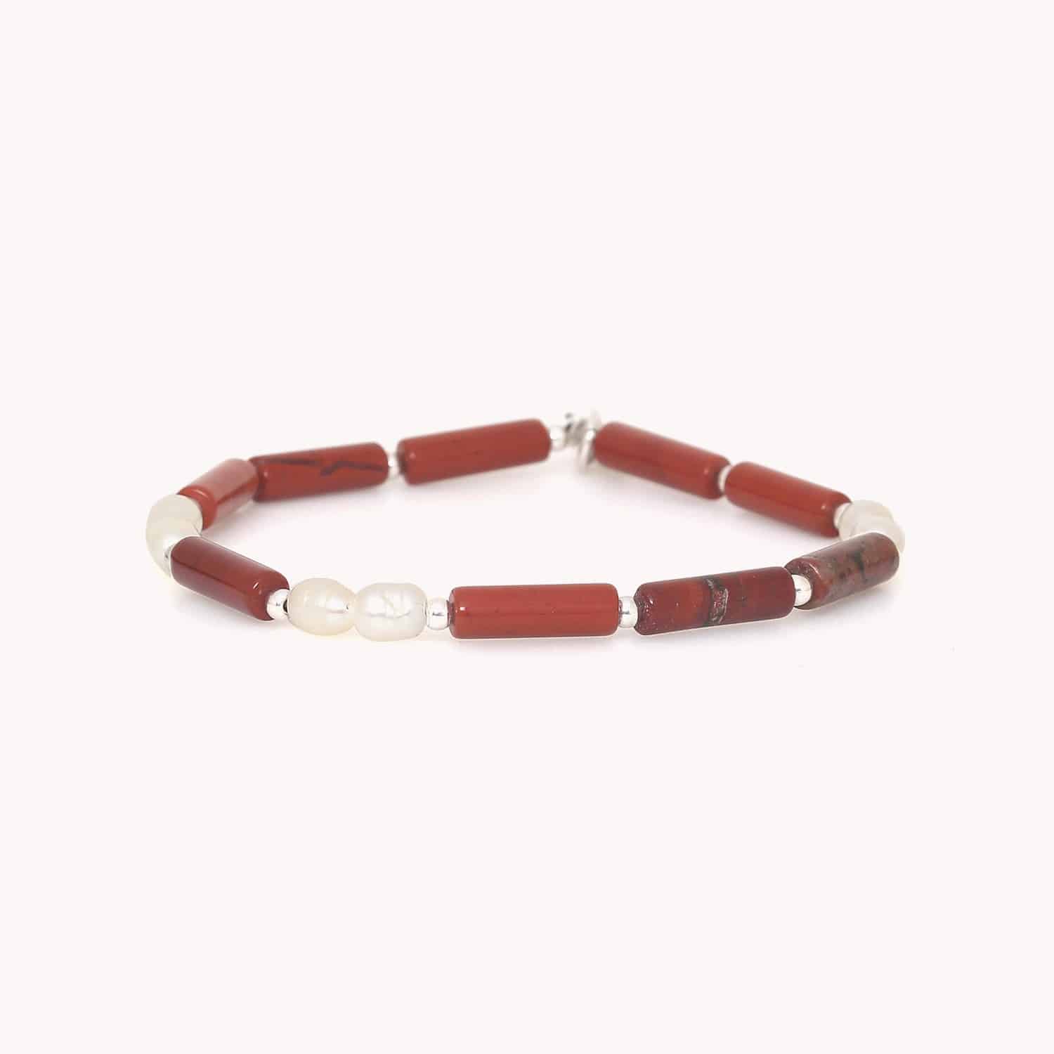 Bracelet Cheyenne jaspe brique perles d'eau douce 13--44341 Nature Bijoux