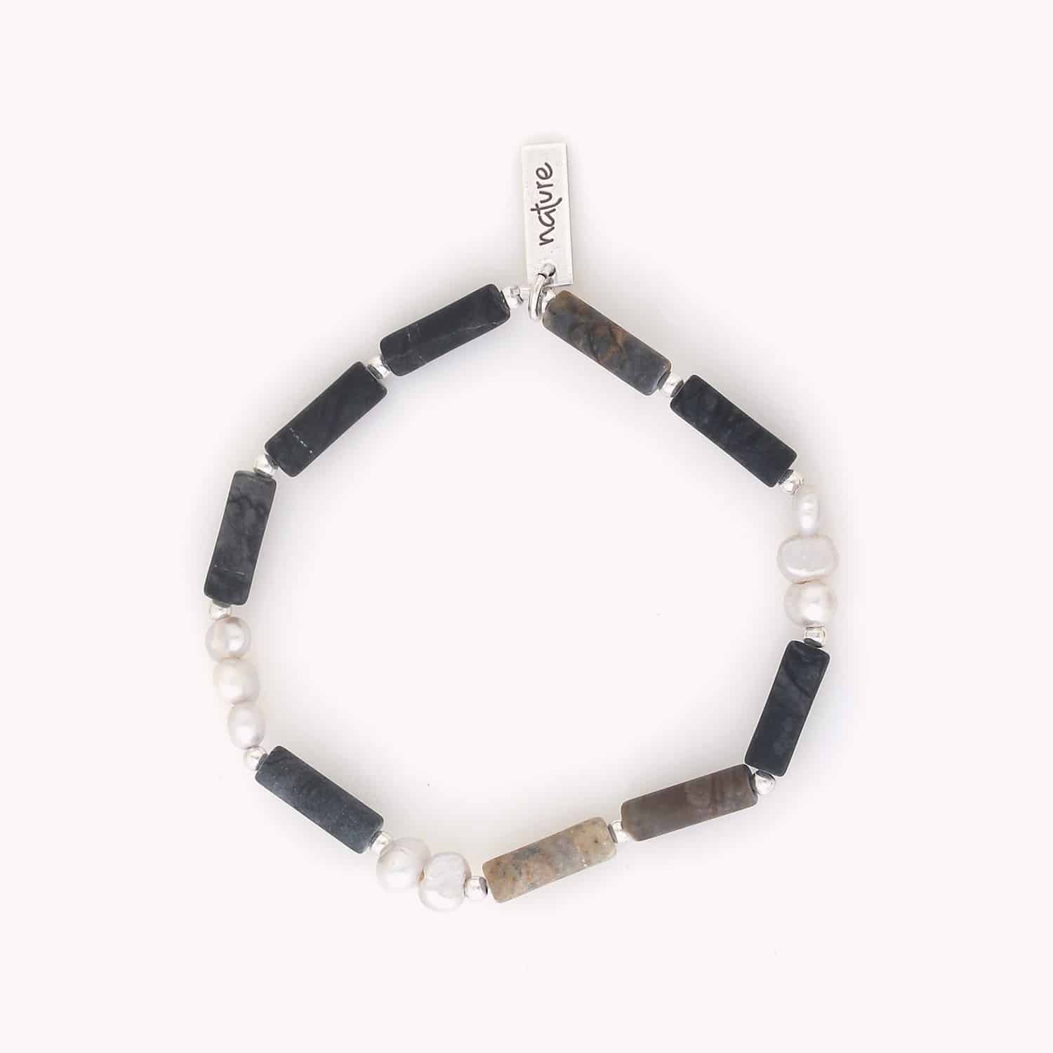 Bracelet extensible détail jaspe picasso 13--44345 Nature Bijoux