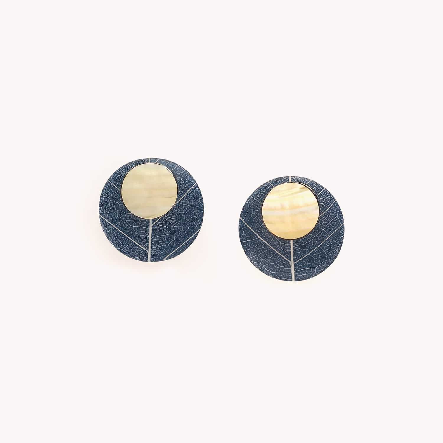 Détail clips ronds bleu pétrole 11--90263 Nature Bijoux