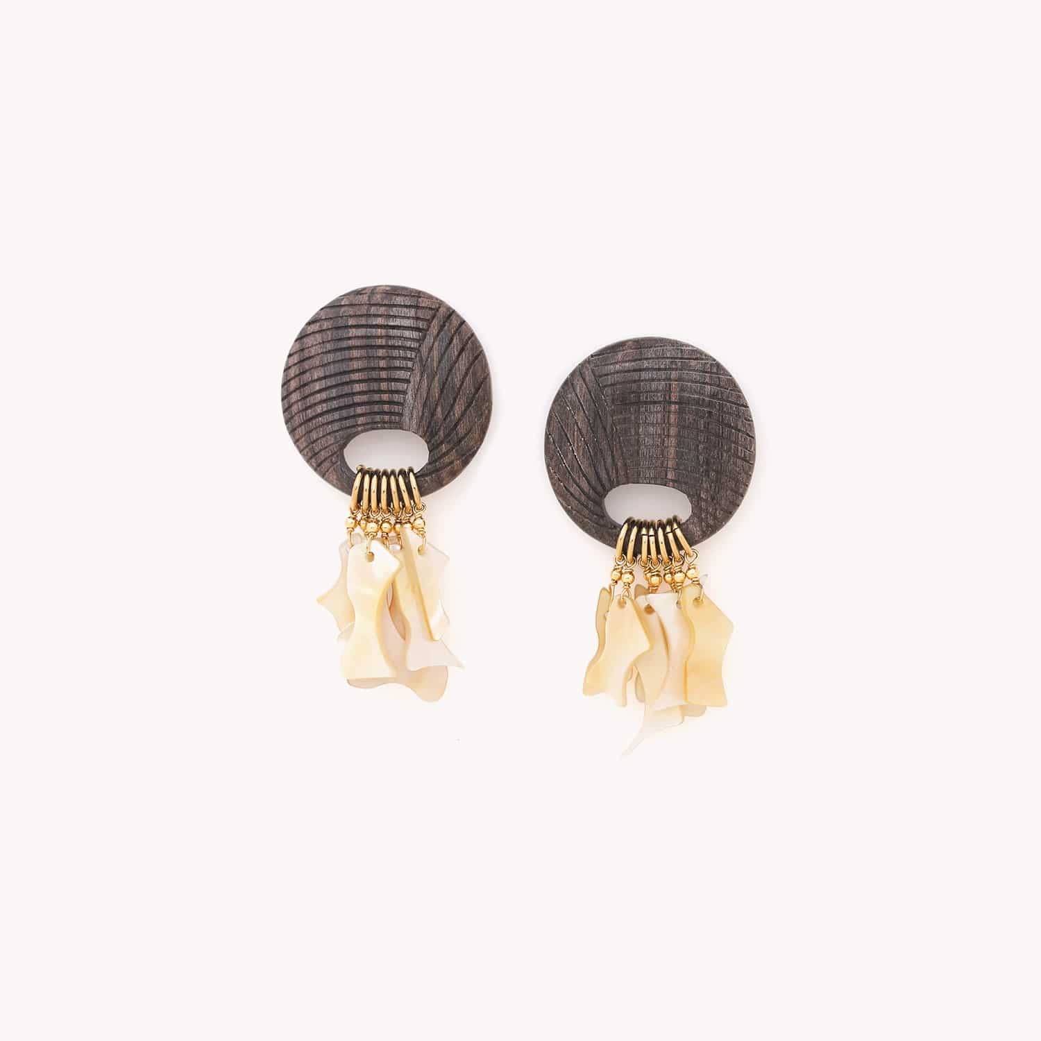 Boucles d'oreilles Nature Bijoux Eclipse nacre dorée ébène gris 12--90250