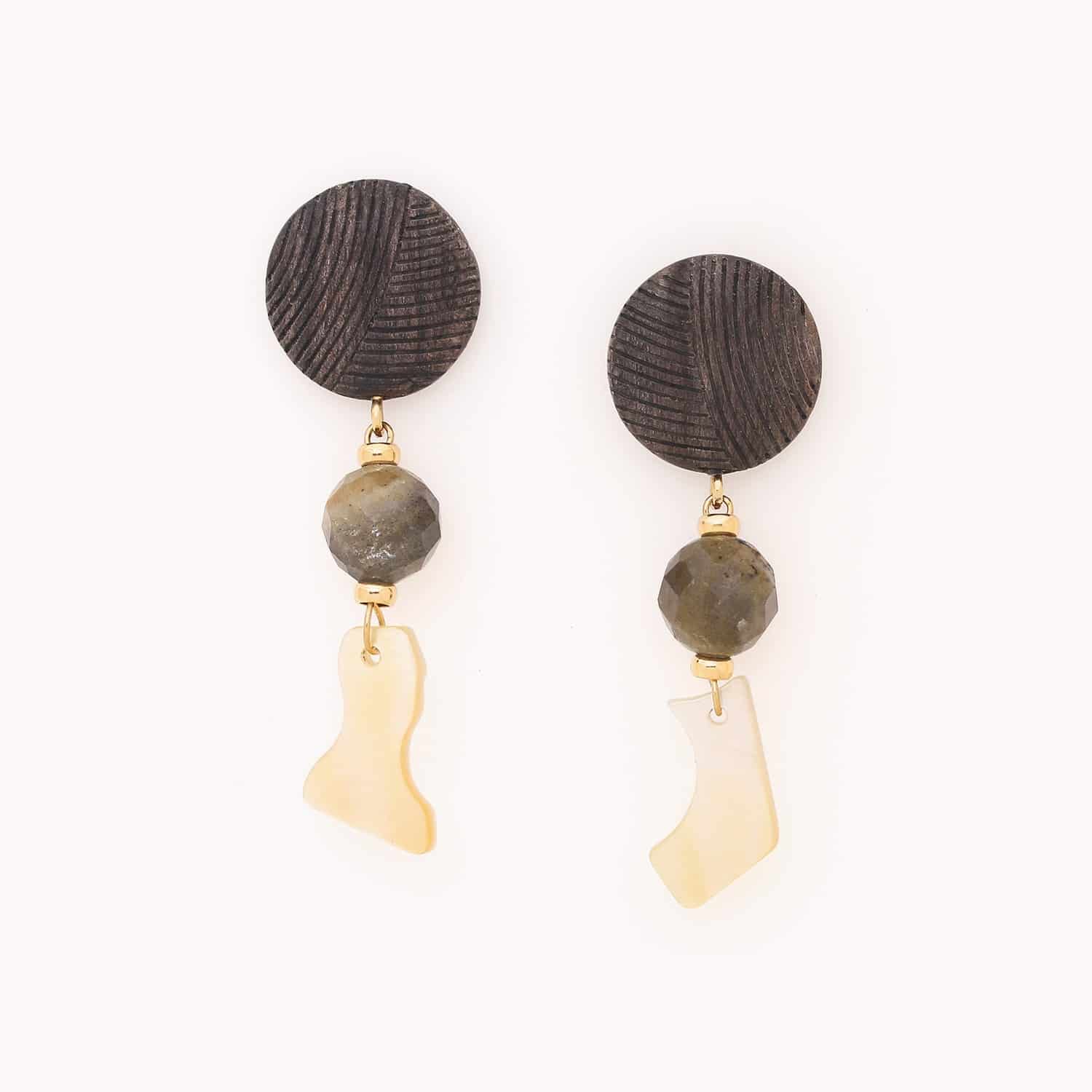 Boucles d'oreilles Eclipse nacre dorée 12--90251 Nature Bijoux