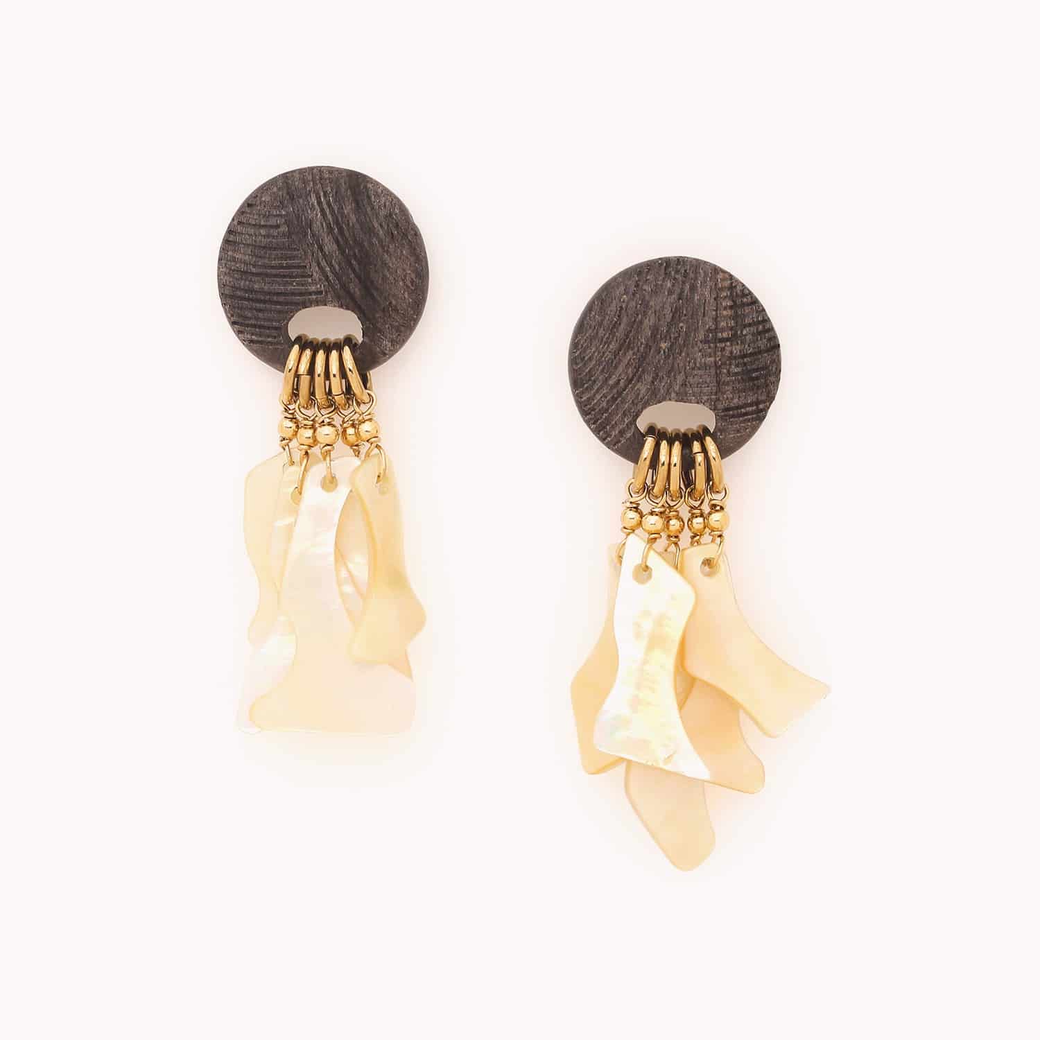 Boucles d'oreilles Nature Bijoux Eclipse Nacre dorée 12--90253