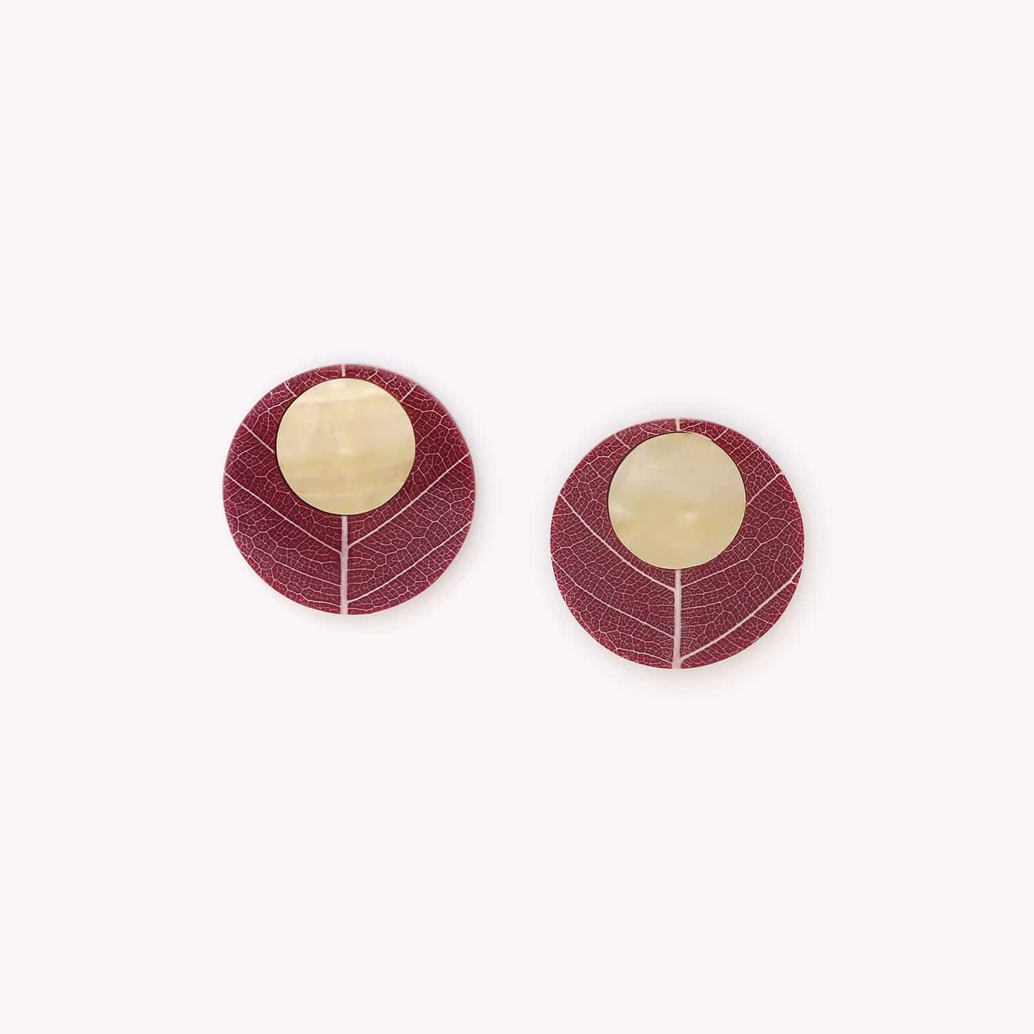 Boucles d'oreilles Ficus Carica nacre dorée feuille 12--90262 Nature Bijoux