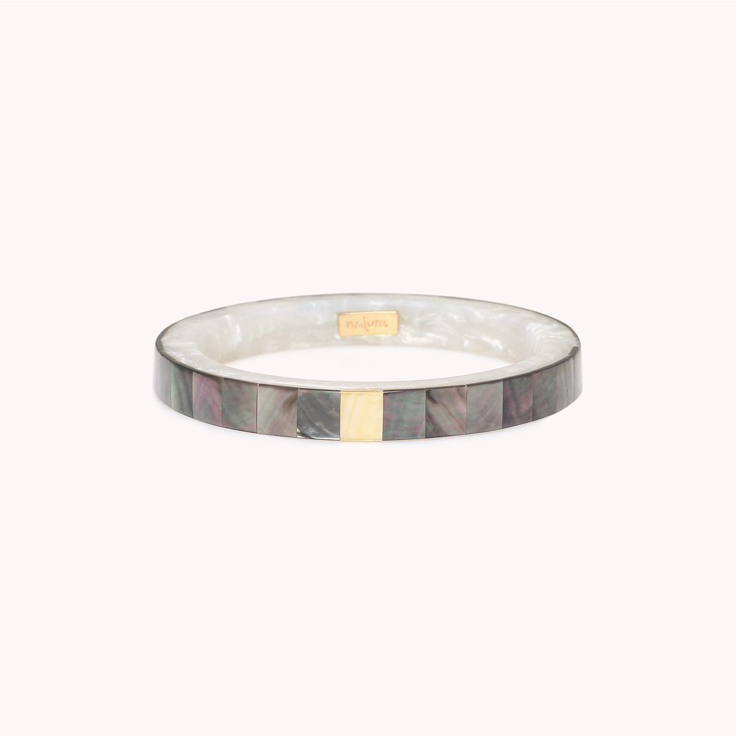 Bracelet San Lazzaro joncs marqueterie nacre noire 13--44262 Nature Bijoux