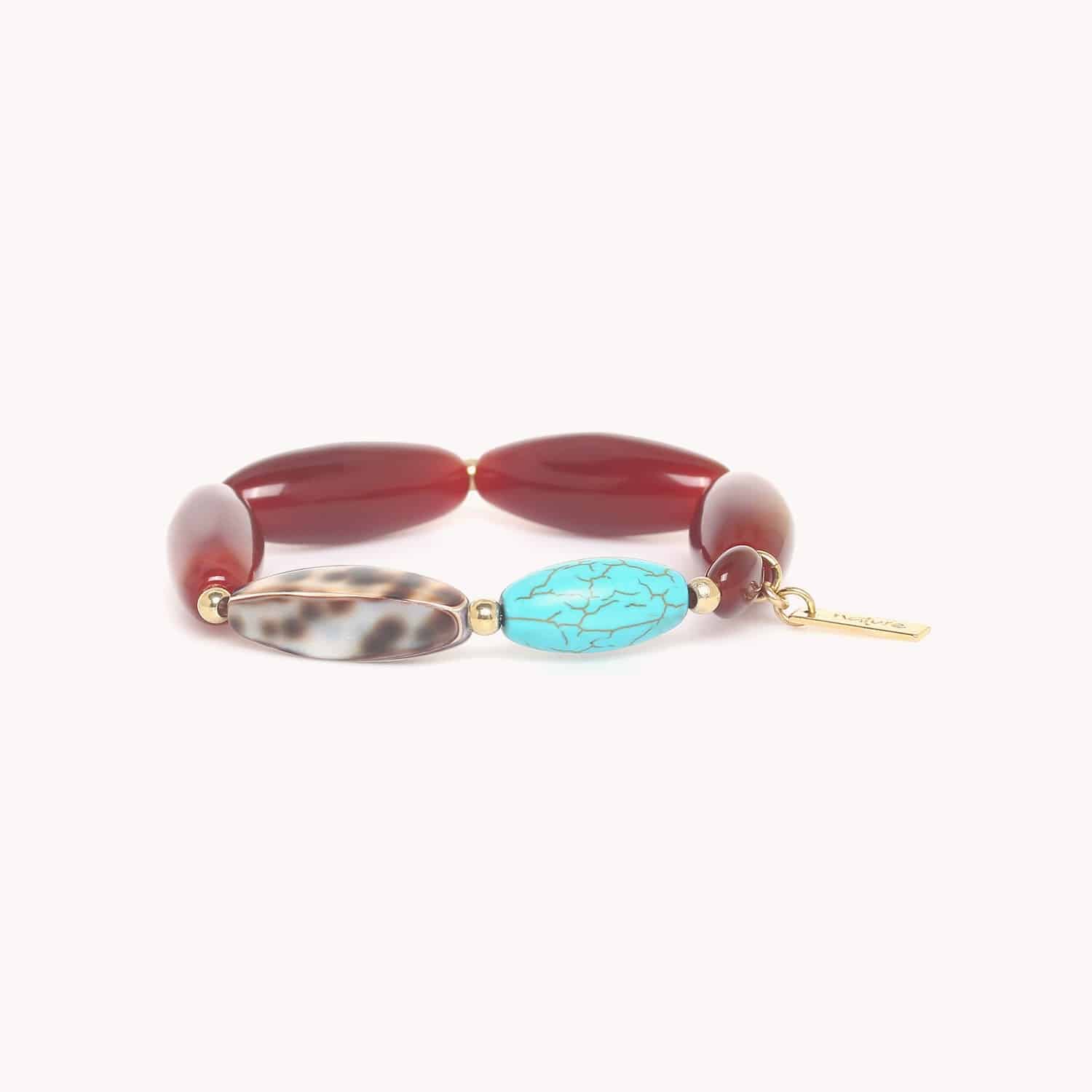 Bracelet Nature Bijoux Surabaya agate rouge laiton 13--44271