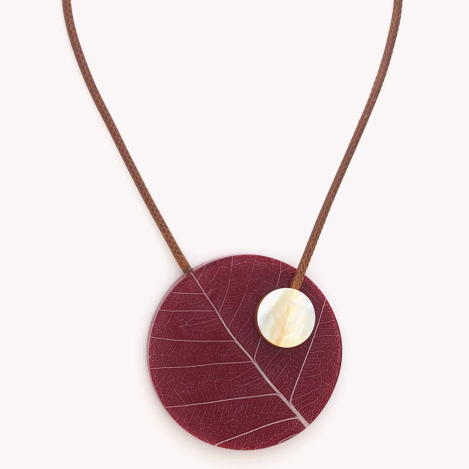 Collier Nature Bijoux Ficus Carica Nacre dorée laiton coton ciré 15--43540