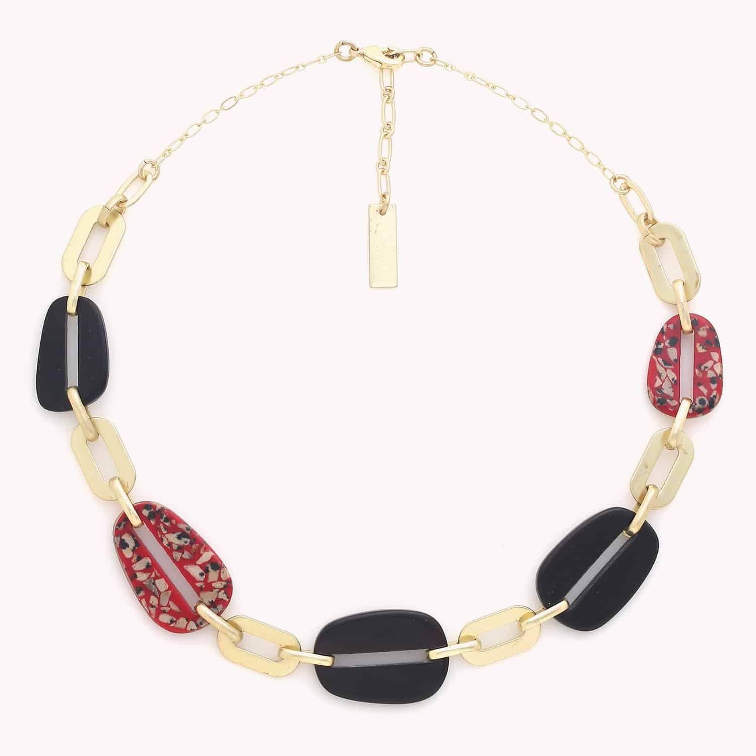 Collier Sicilia Nature Bijoux Corne Jaspe Dalmatien 15--43600