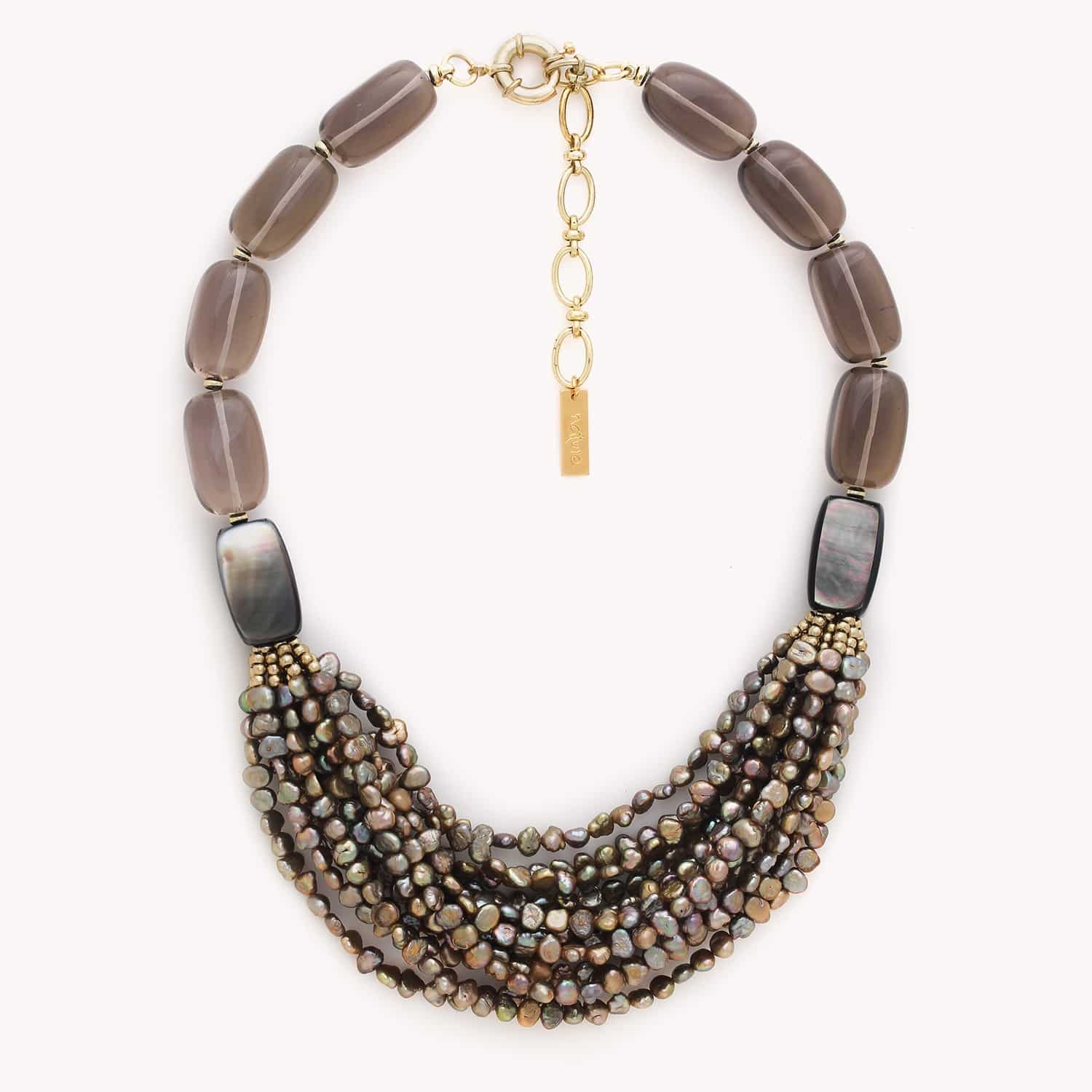 Collier L'ile Rousse plastron multirangs perles 15--43641 Nature Bijoux