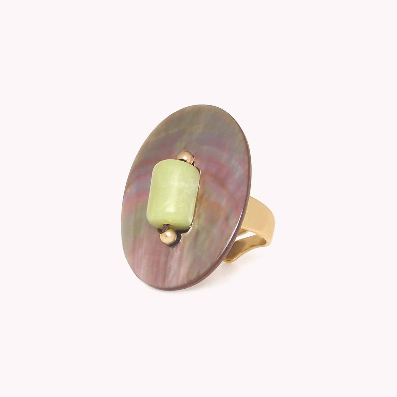 Bague Tivoli Nature Bijoux ajustable perle de jade 19--25815