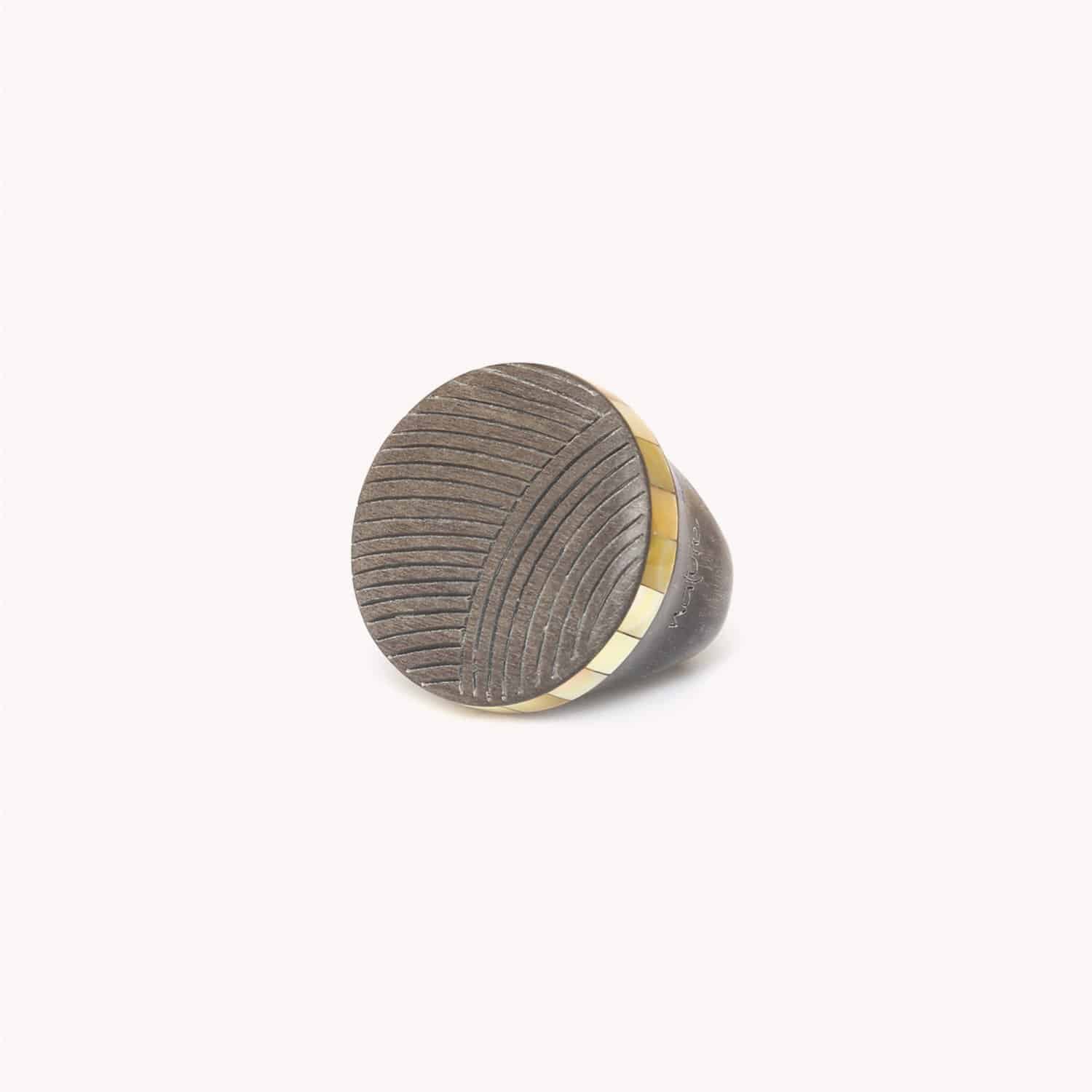 Bague Nature Bijoux Eclipse Ébène Gris et Nacre Dorée 19--25822