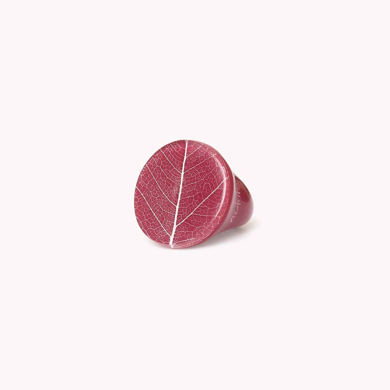 Bague Ficus Carica Bordeaux matière feuille Nature Bijoux sku 19--25832