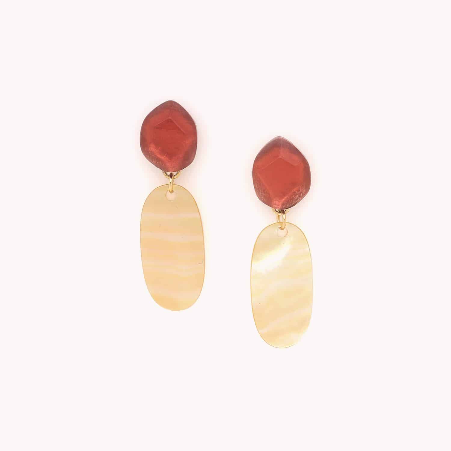 Boucles d'oreille Izmir cornaline nacre dorée 12--90469 Nature Bijoux