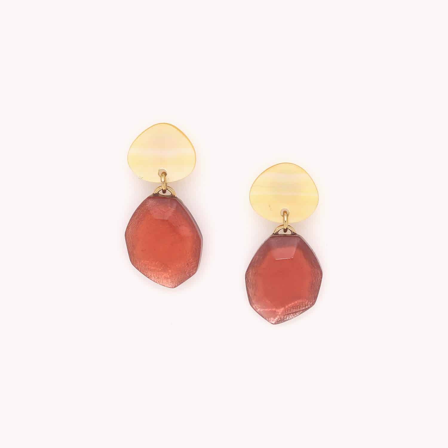 Boucles d'oreilles Izmir cornaline nacre dorée 12--90474 Nature Bijoux