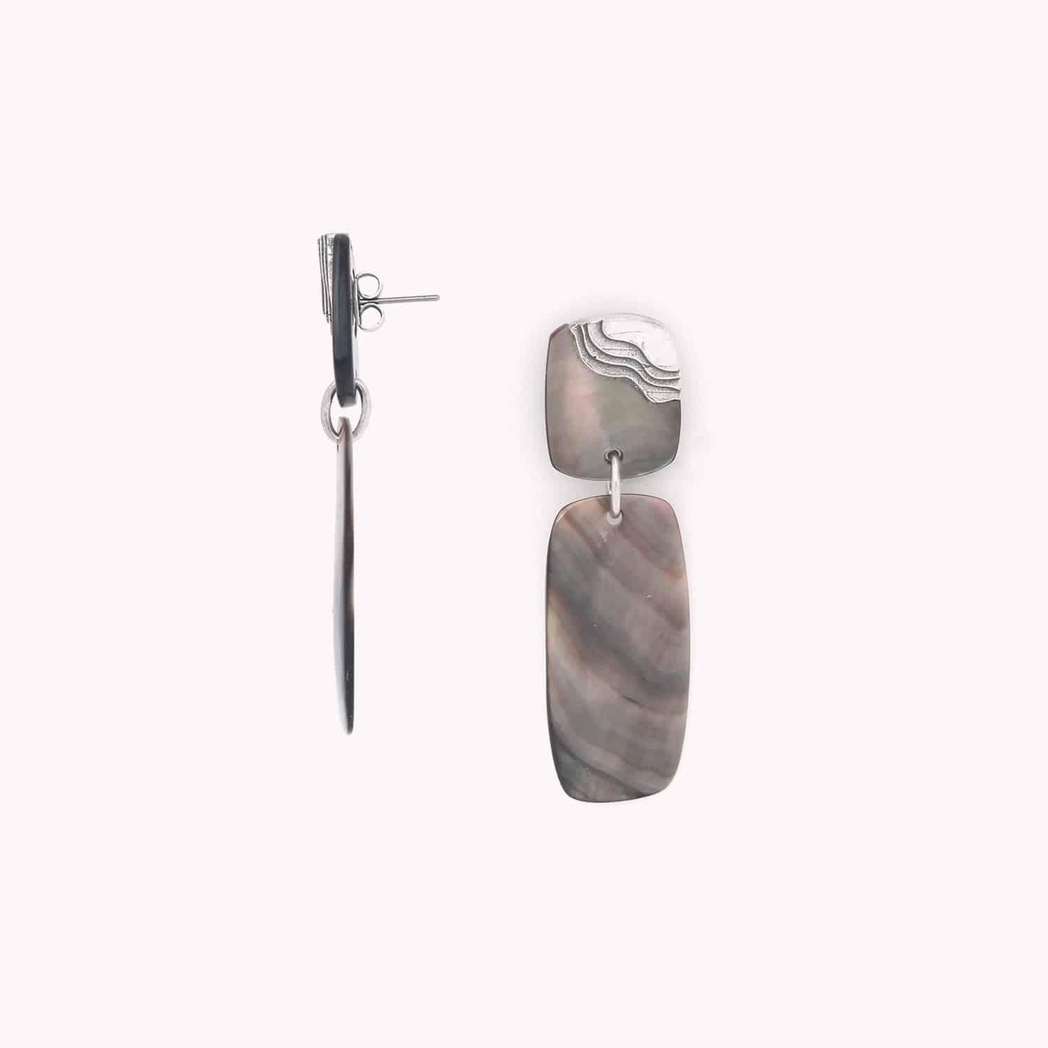 Boucles d'oreilles poussoir détail nacre 12--90484 Nature Bijoux