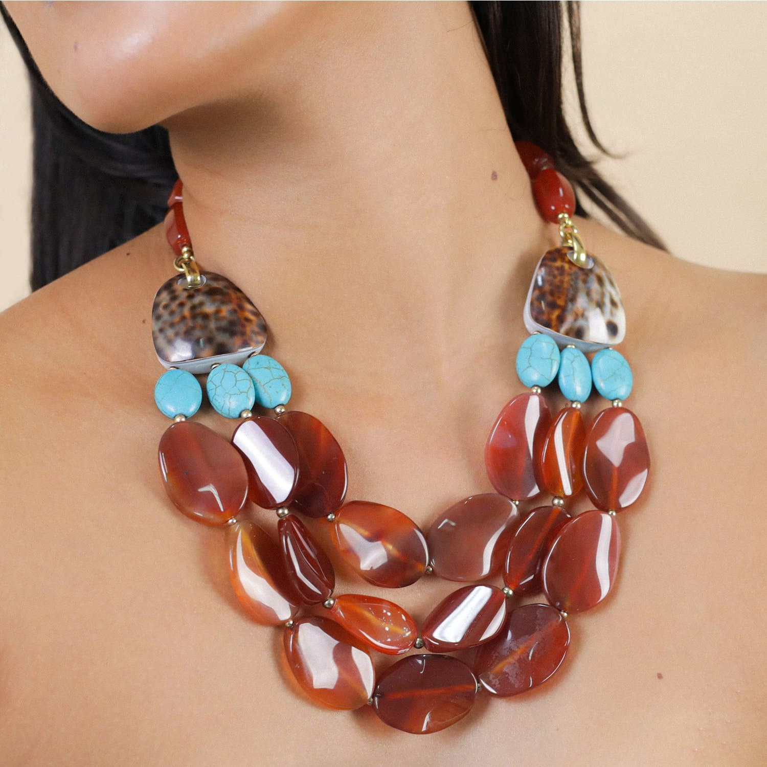 Détail pierres et laiton collier Surabaya 15--43572 Nature Bijoux