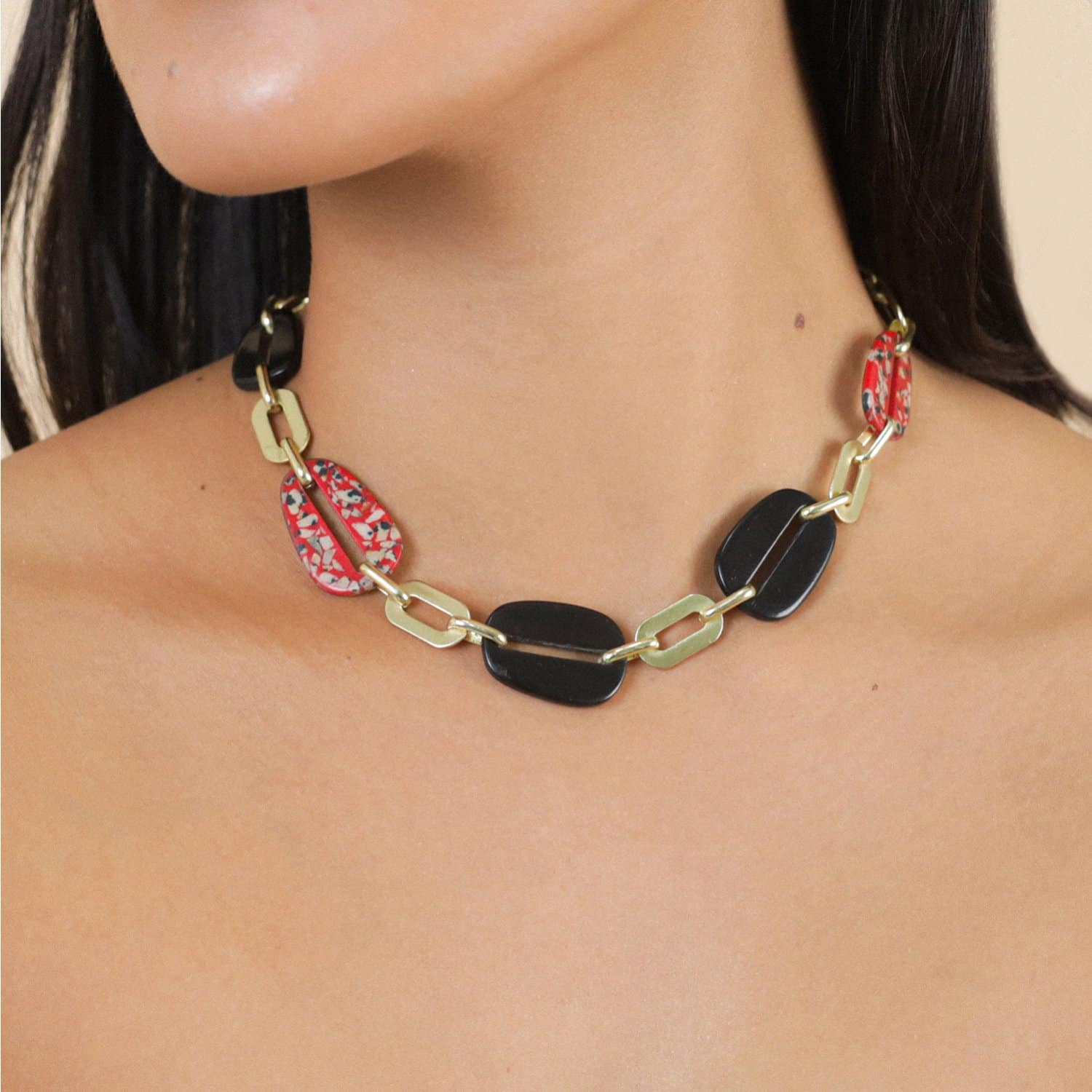 Détail matière Corne Jaspe Dalmatien 15--43600 Nature Bijoux