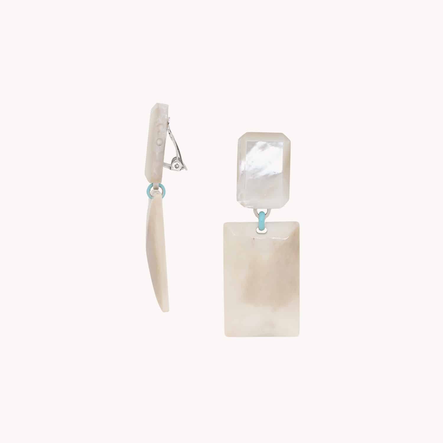 Boucles d'oreilles Milos nacre et os 11--90645 Nature Bijoux