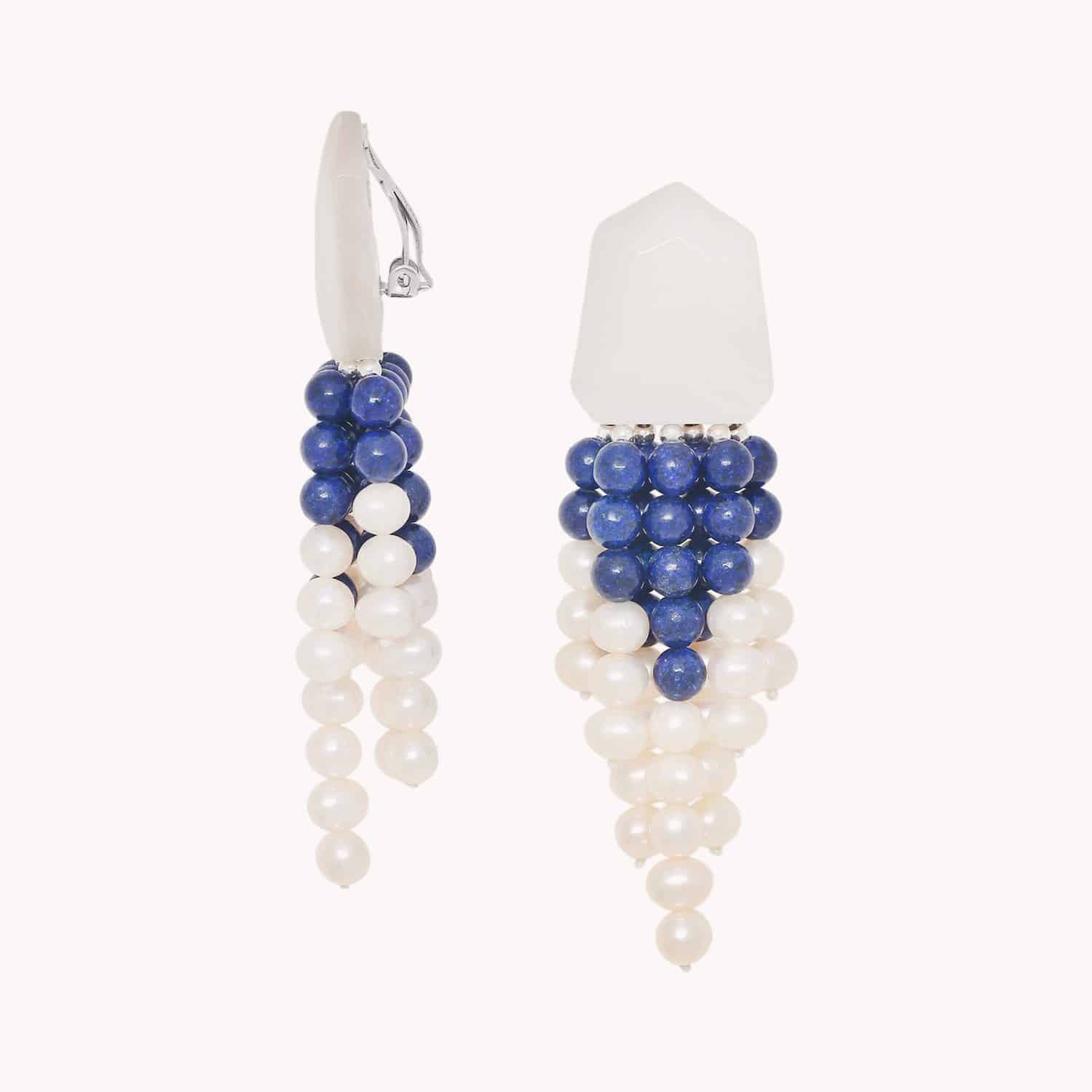 Boucles d'oreilles Pacifique perles de culture lapis-lazuli 11--90650 Nature Bijoux