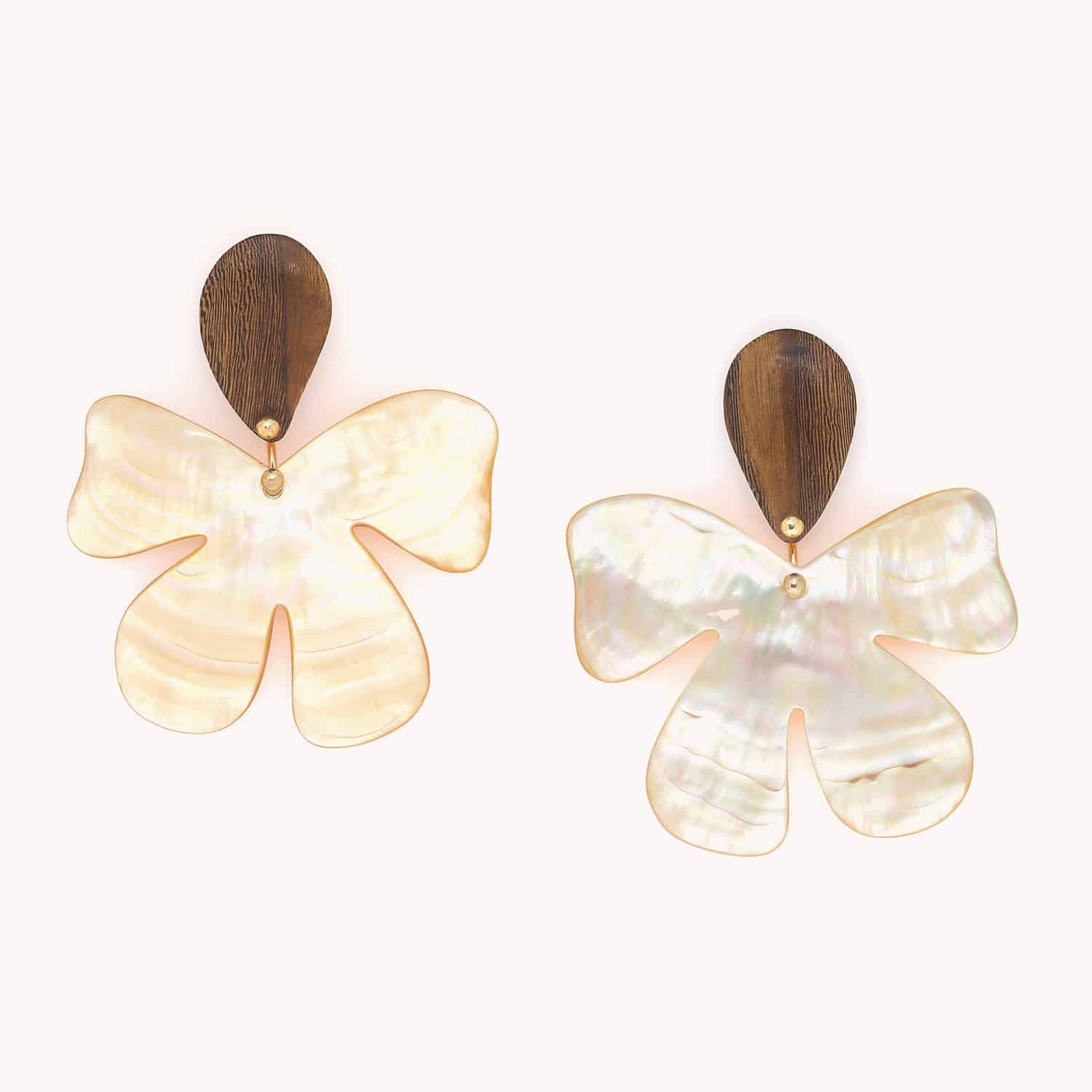 Boucles d'oreilles Nature Bijoux Fioria nacre dorée robles laiton 12--90494