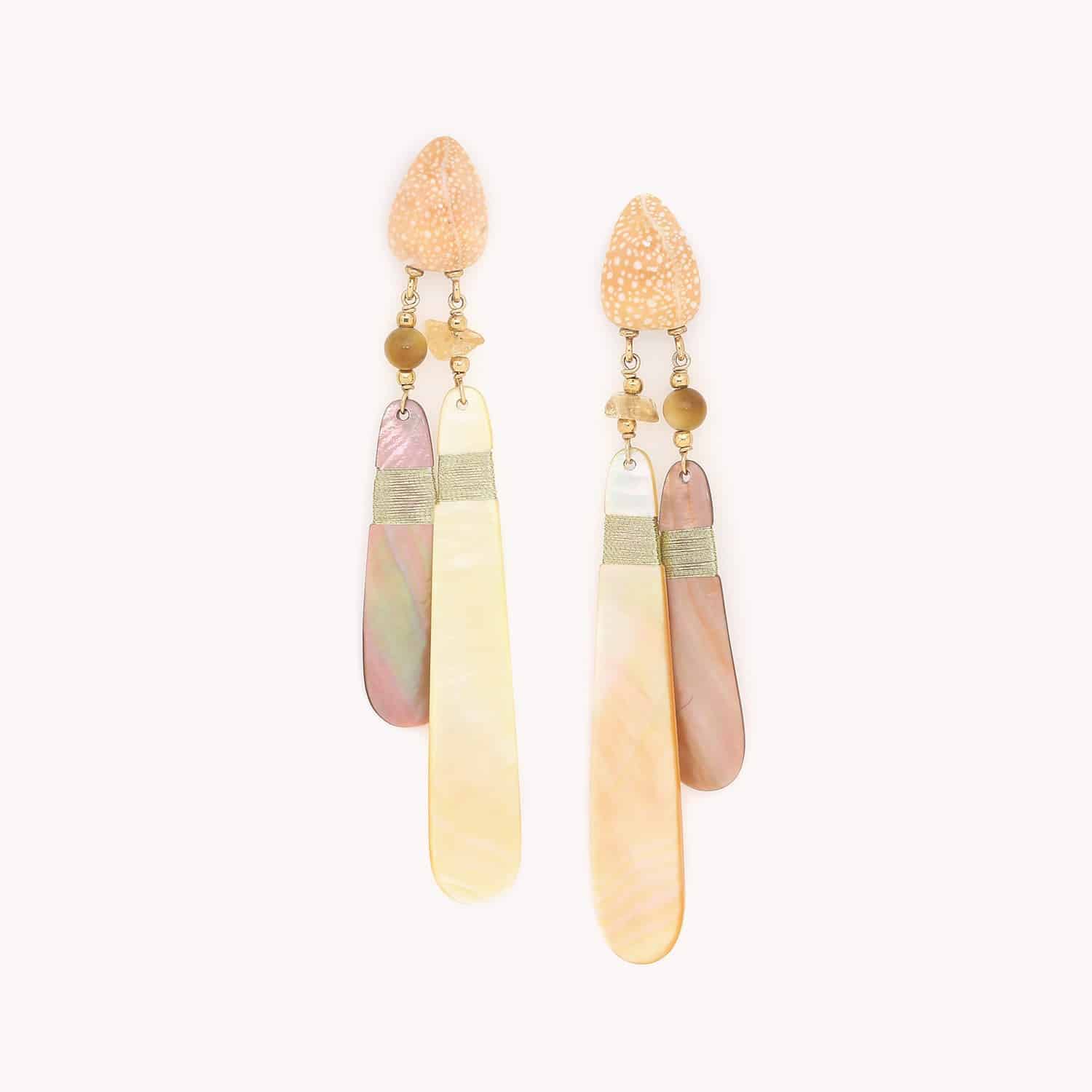 Boucles d'oreilles Alegria Beach nacre et laiton 12--90501 Nature Bijoux